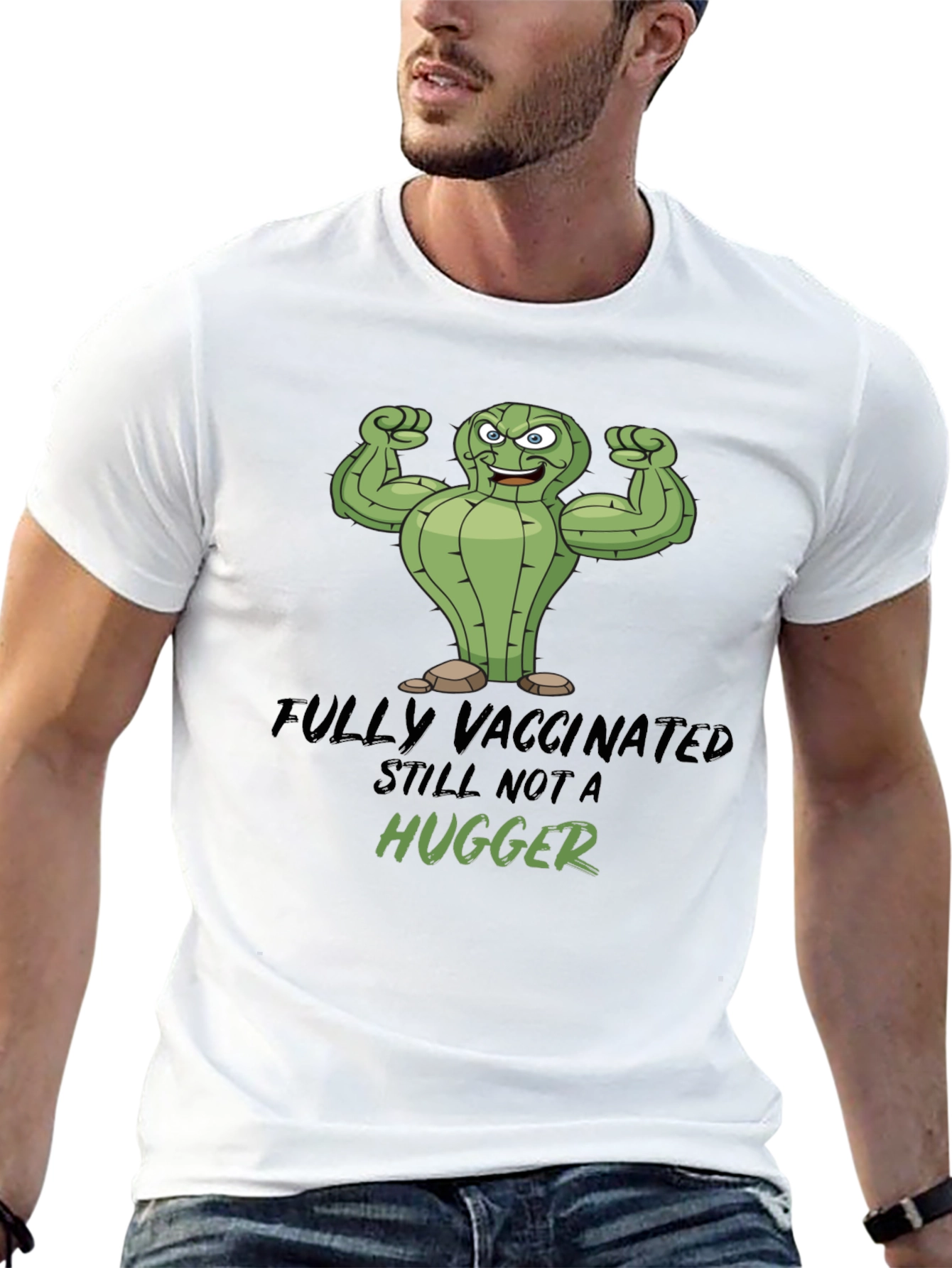 Black Fully Vaccinated Still Not a Hugger Graphic Tee view 13