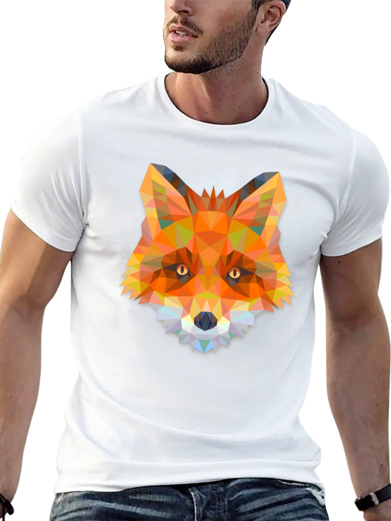 Black Geometric Fox T-Shirt - Modern Animal Design view 13