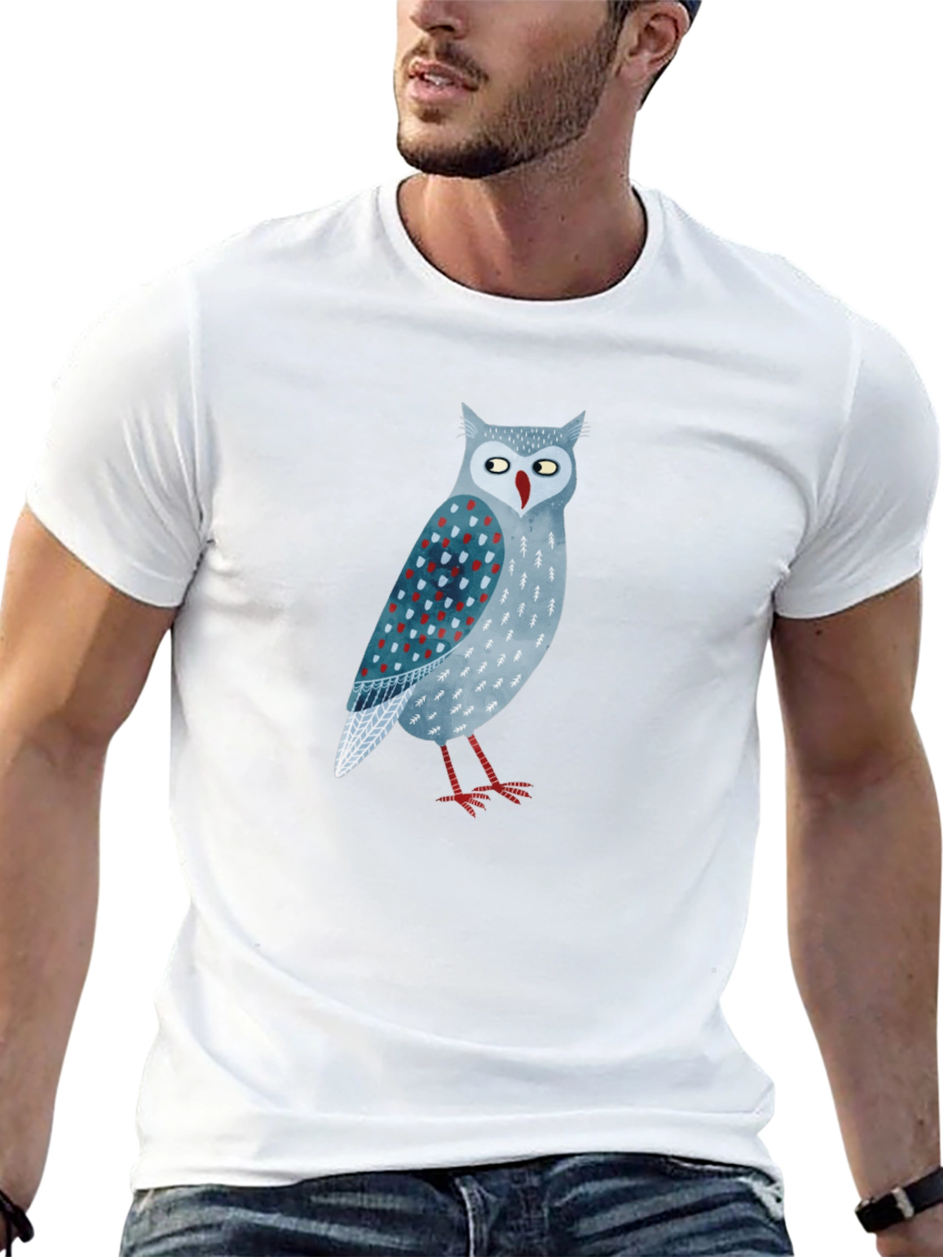 Black Owl Graphic Print Black T-Shirt view 13