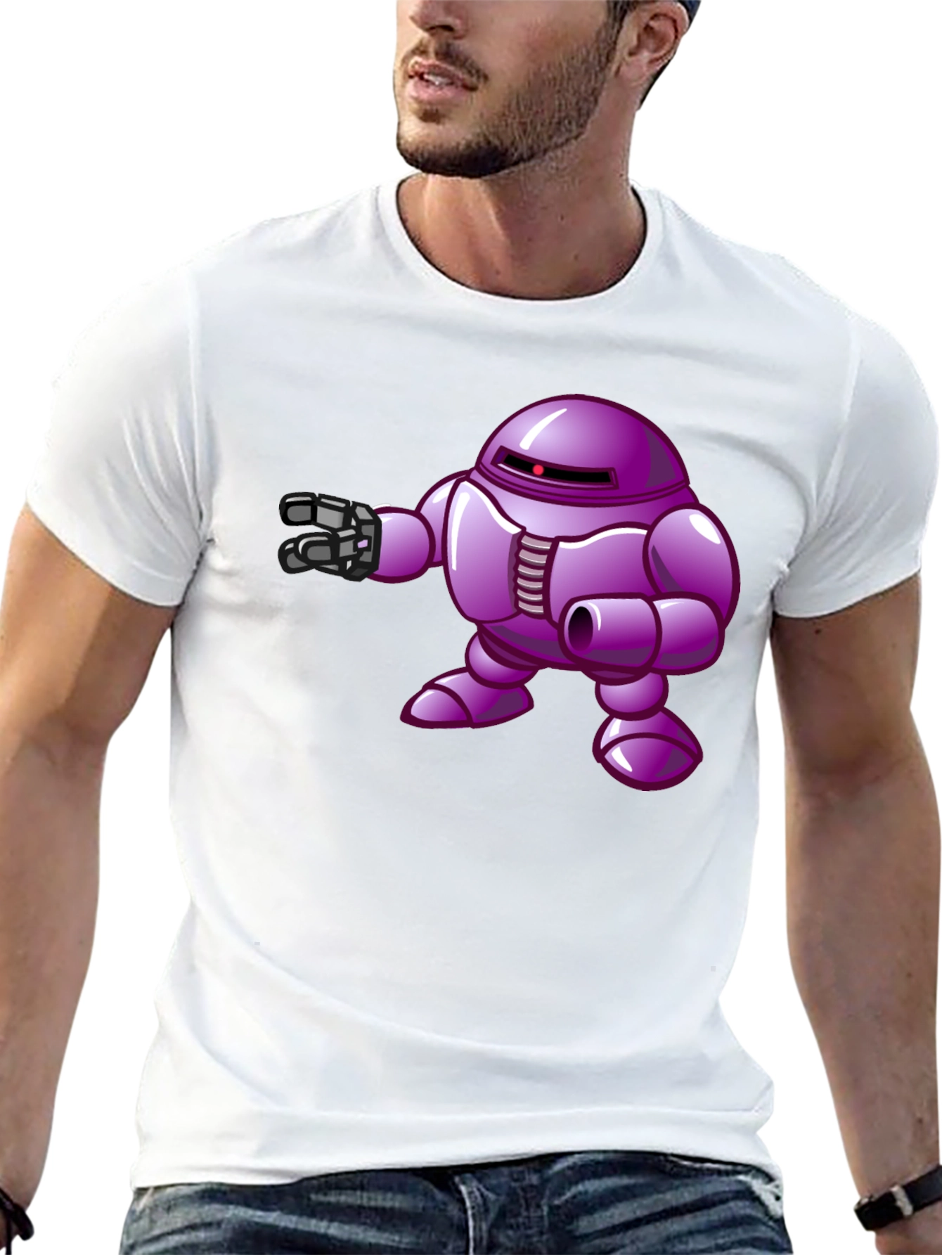 Black Purple Robot Graphic T-Shirt view 13