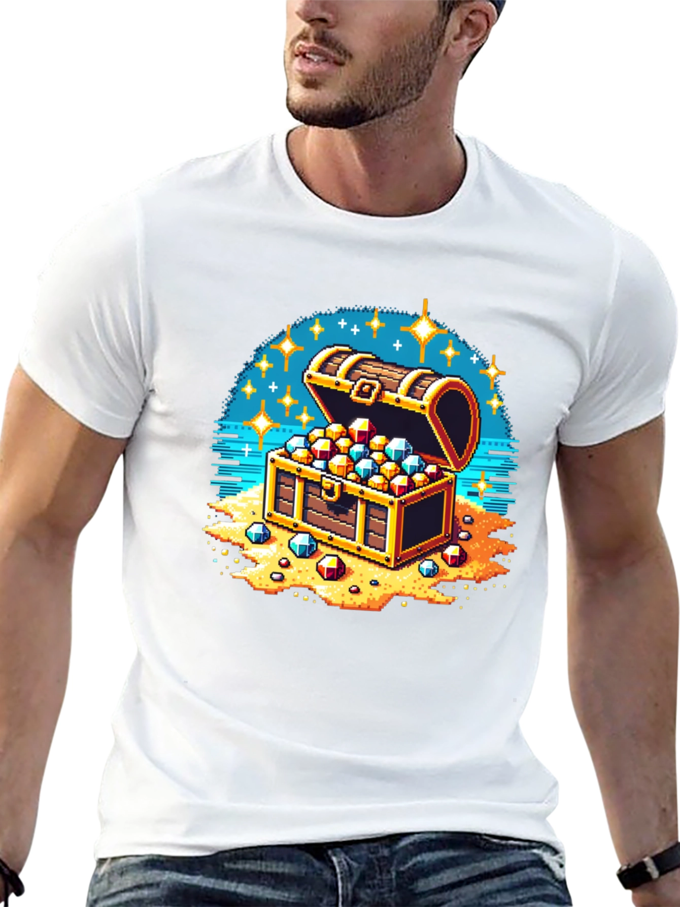 Black Pixel Treasure Chest T-Shirt view 13