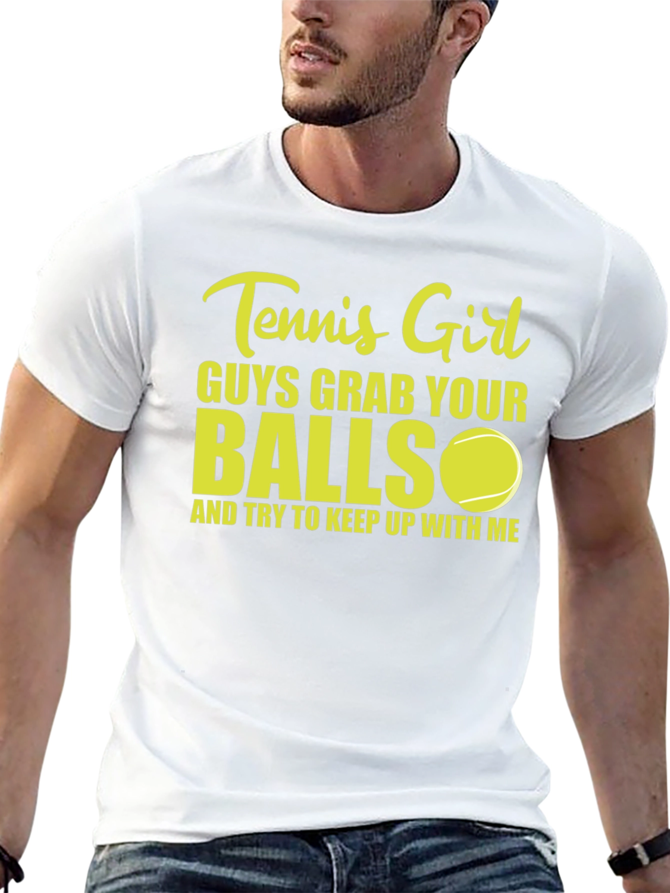 Black Tennis Girl T-Shirt: Guys Grab Your Balls! view 13