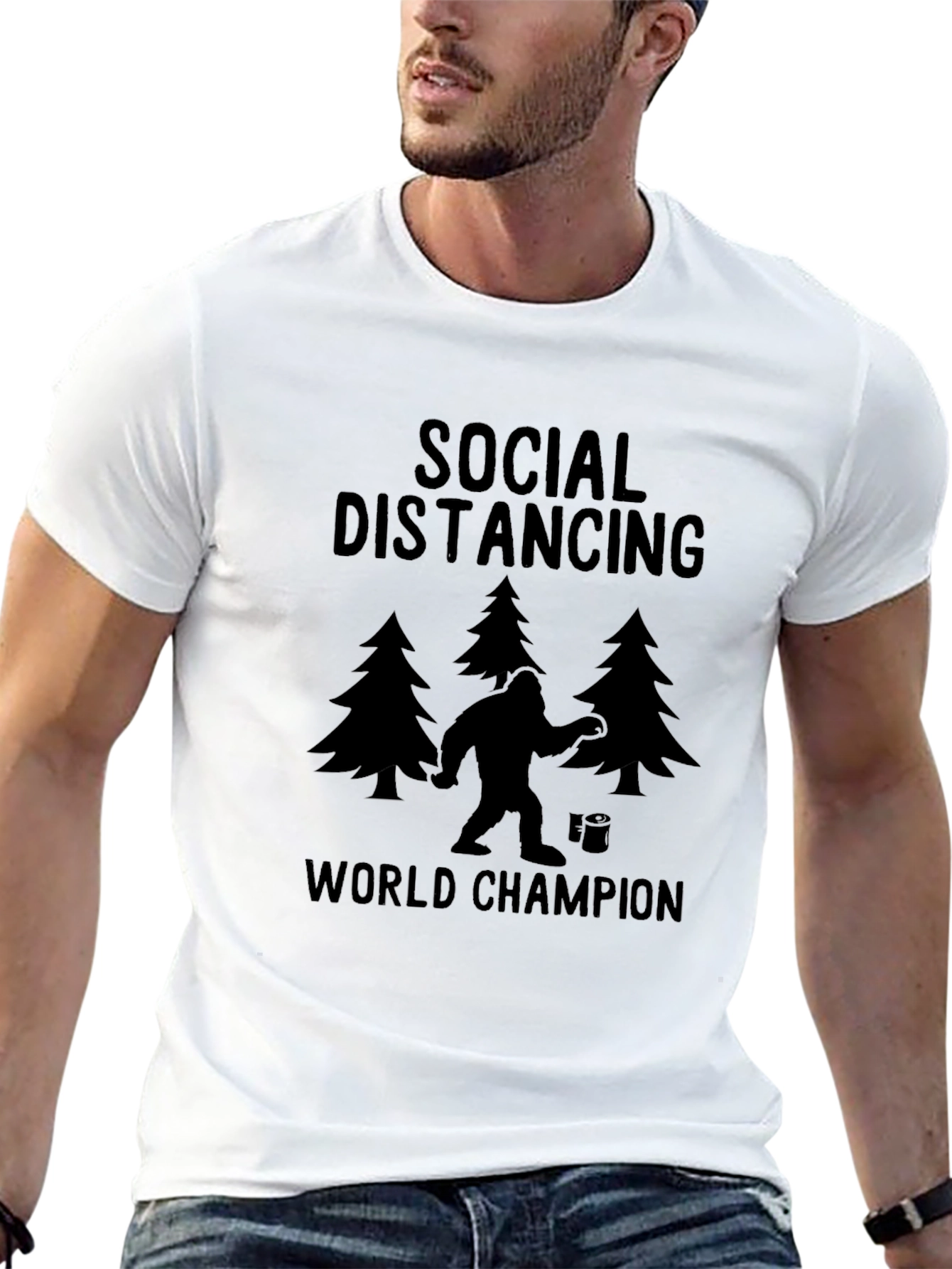 Black Social Distancing World Champion T-Shirt view 13