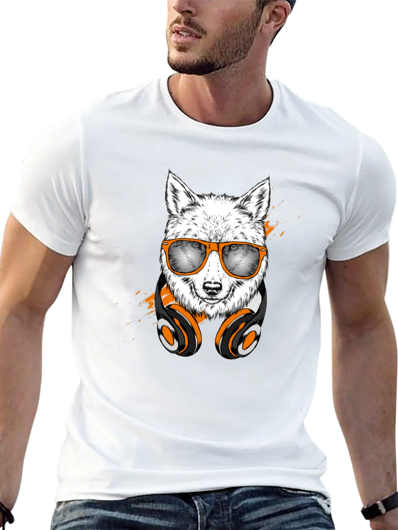 Black Cool Wolf Graphic Tee view 13