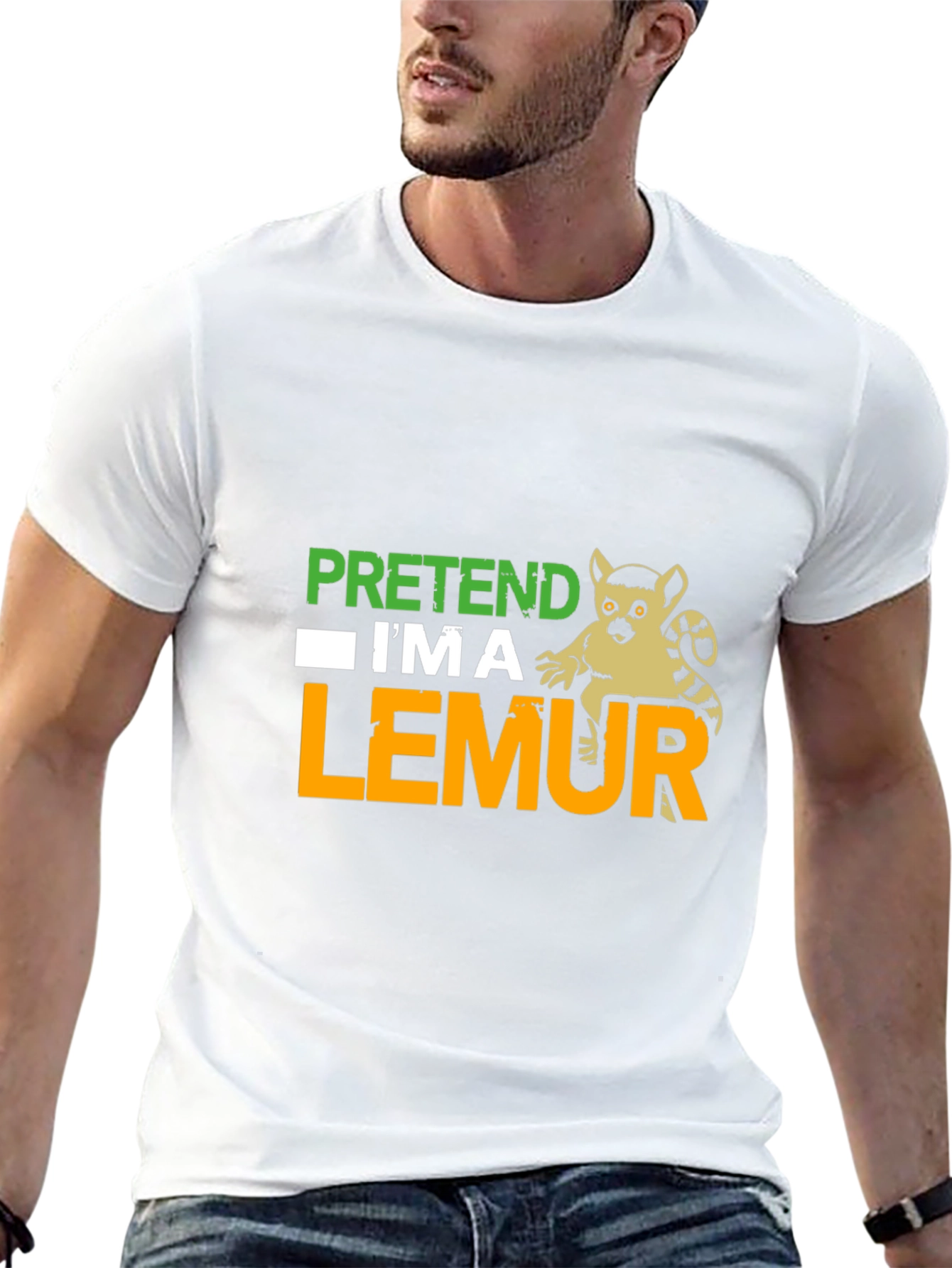 Black Pretend I'm A Lemur Funny Graphic T-Shirt view 13