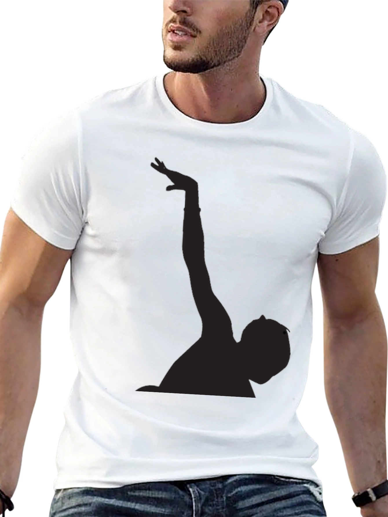 Black Silhouette Graphic Tee - Black Cotton Blend view 13