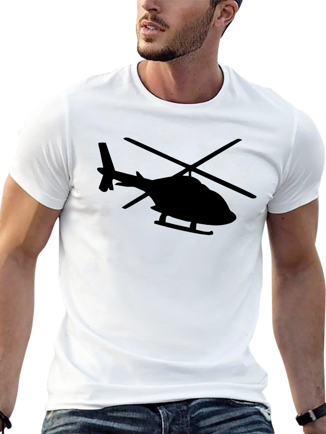 Black Helicopter Graphic Tee - Black Cotton Blend T-Shirt view 13