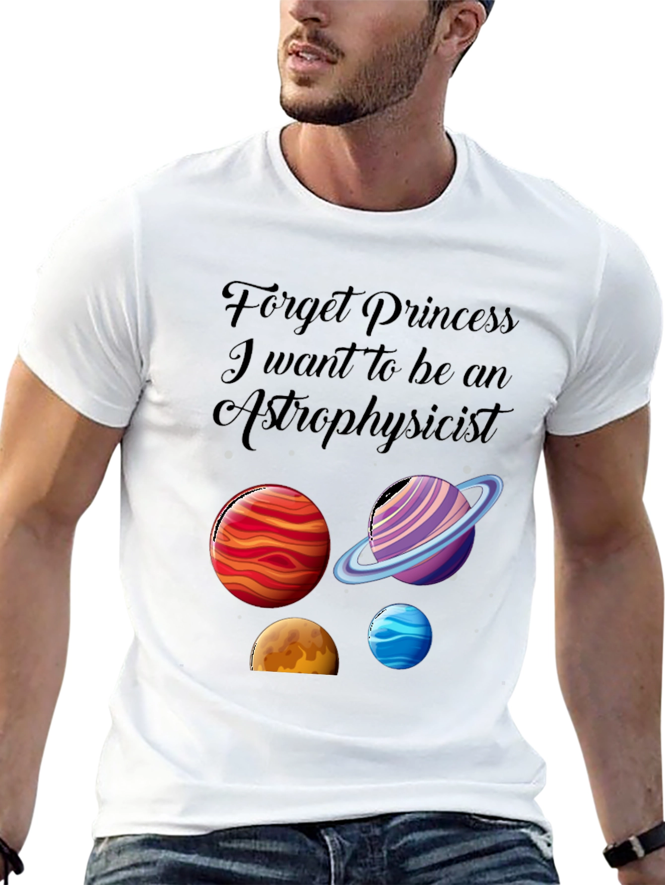 Black Astrophysicist Planet Graphic T-Shirt view 13