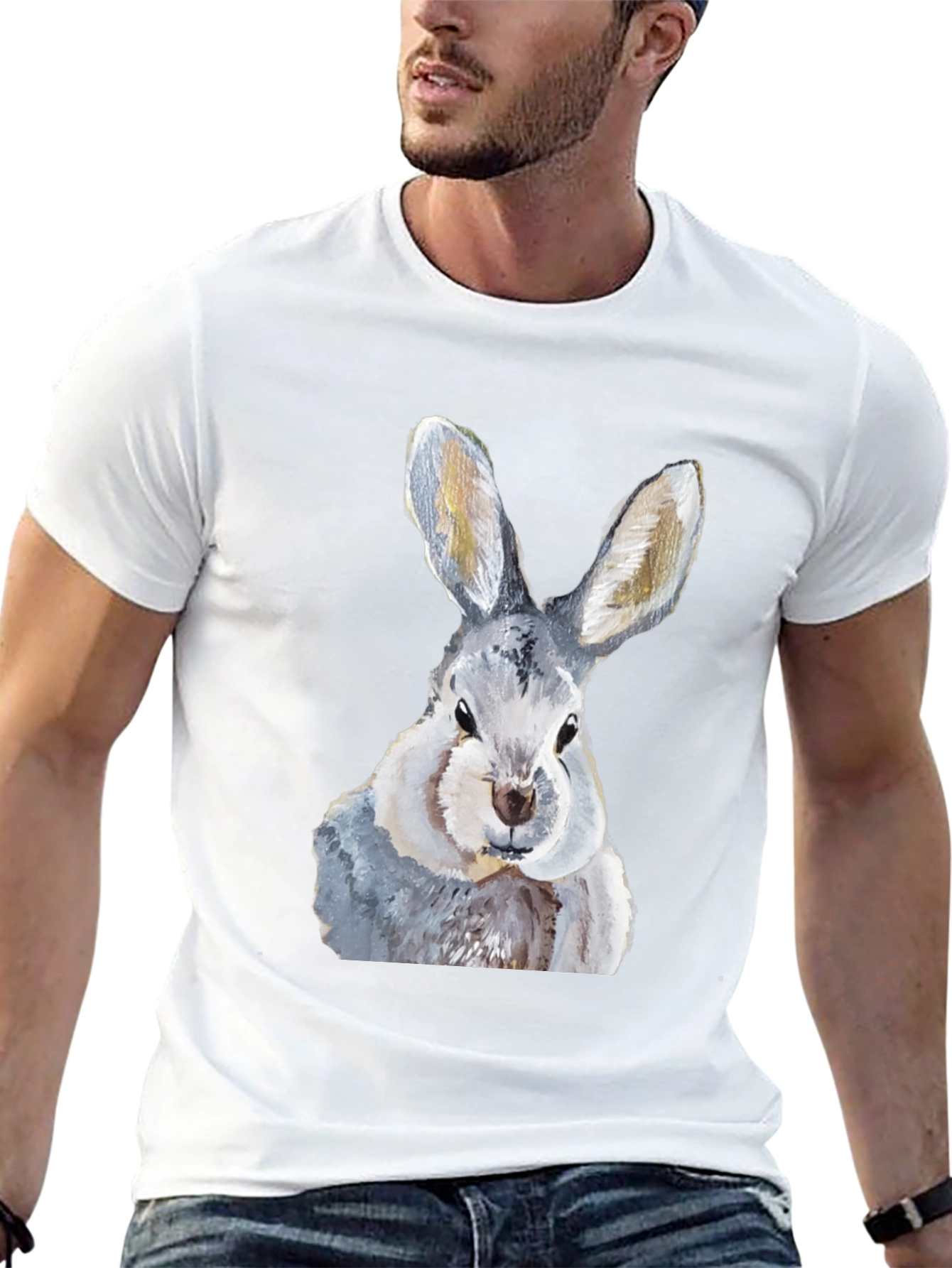 Hare T-Shirt: Soft Black Cotton Bunny Graphic Tee - 13