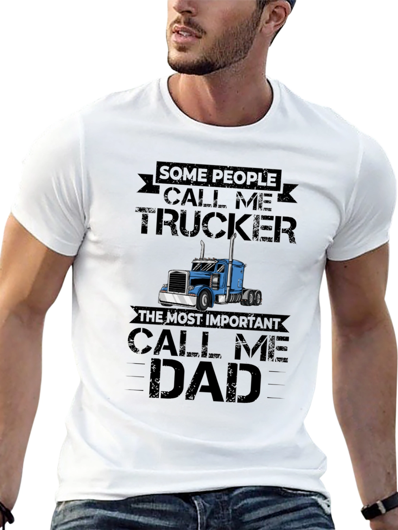 Black Trucker Dad Graphic Tee - Black view 13