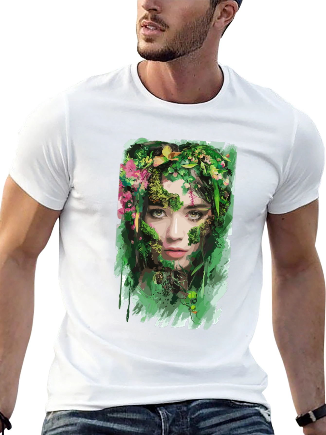 Black Nature Goddess Graphic T-Shirt - Black view 13