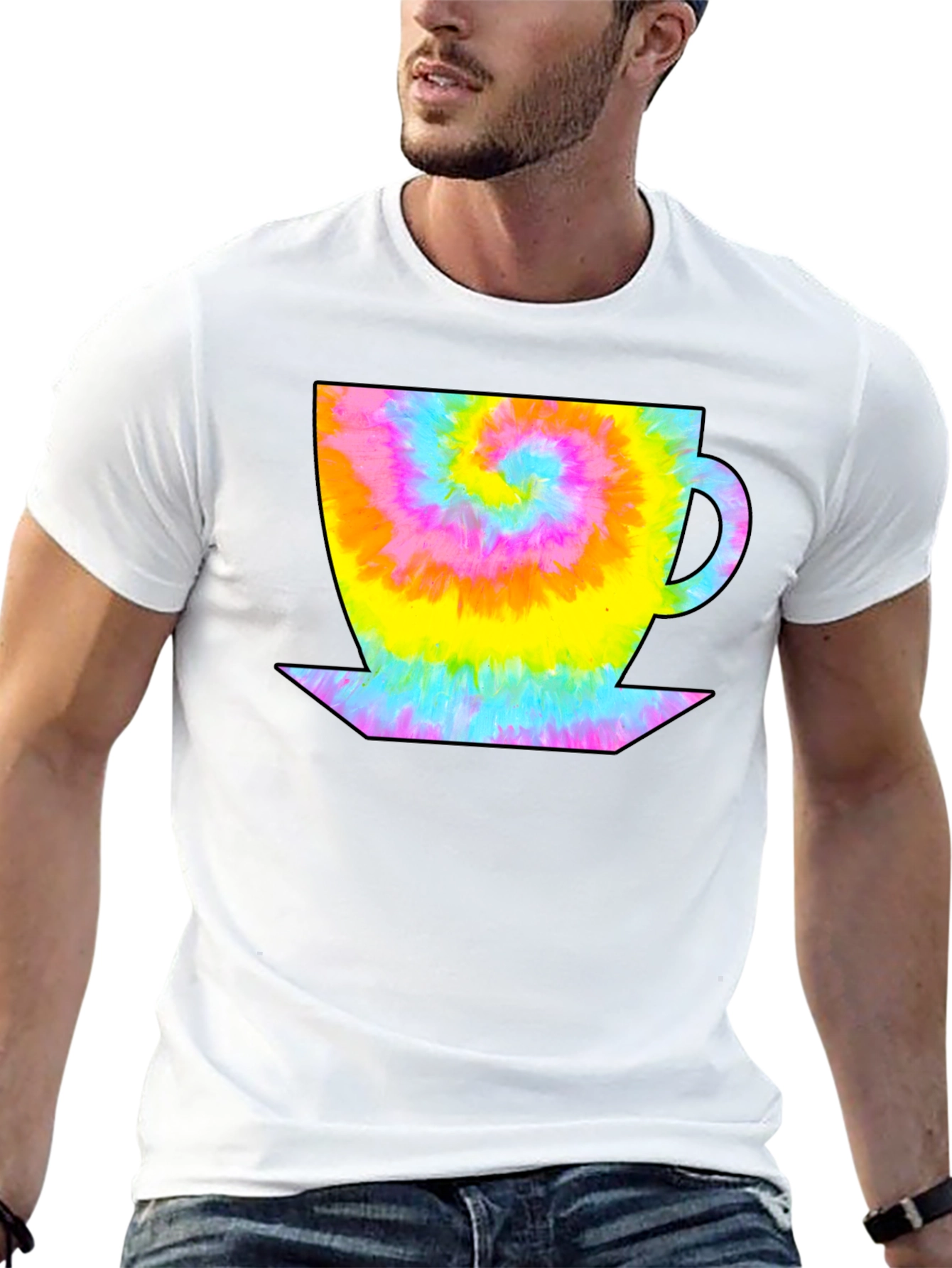 Black Tie Dye Coffee Cup Black T-Shirt view 13