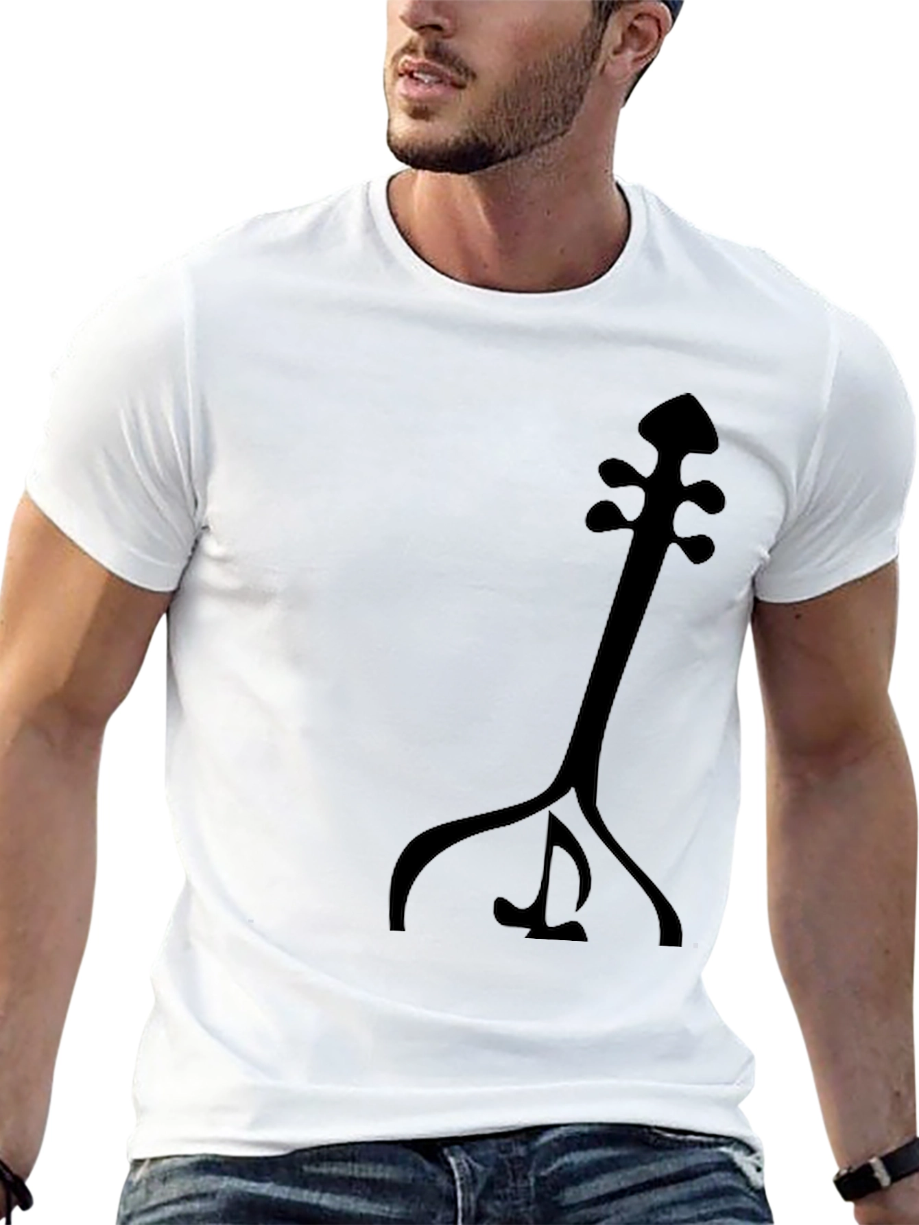 Black Abstract Musical Instrument Graphic T-Shirt view 13