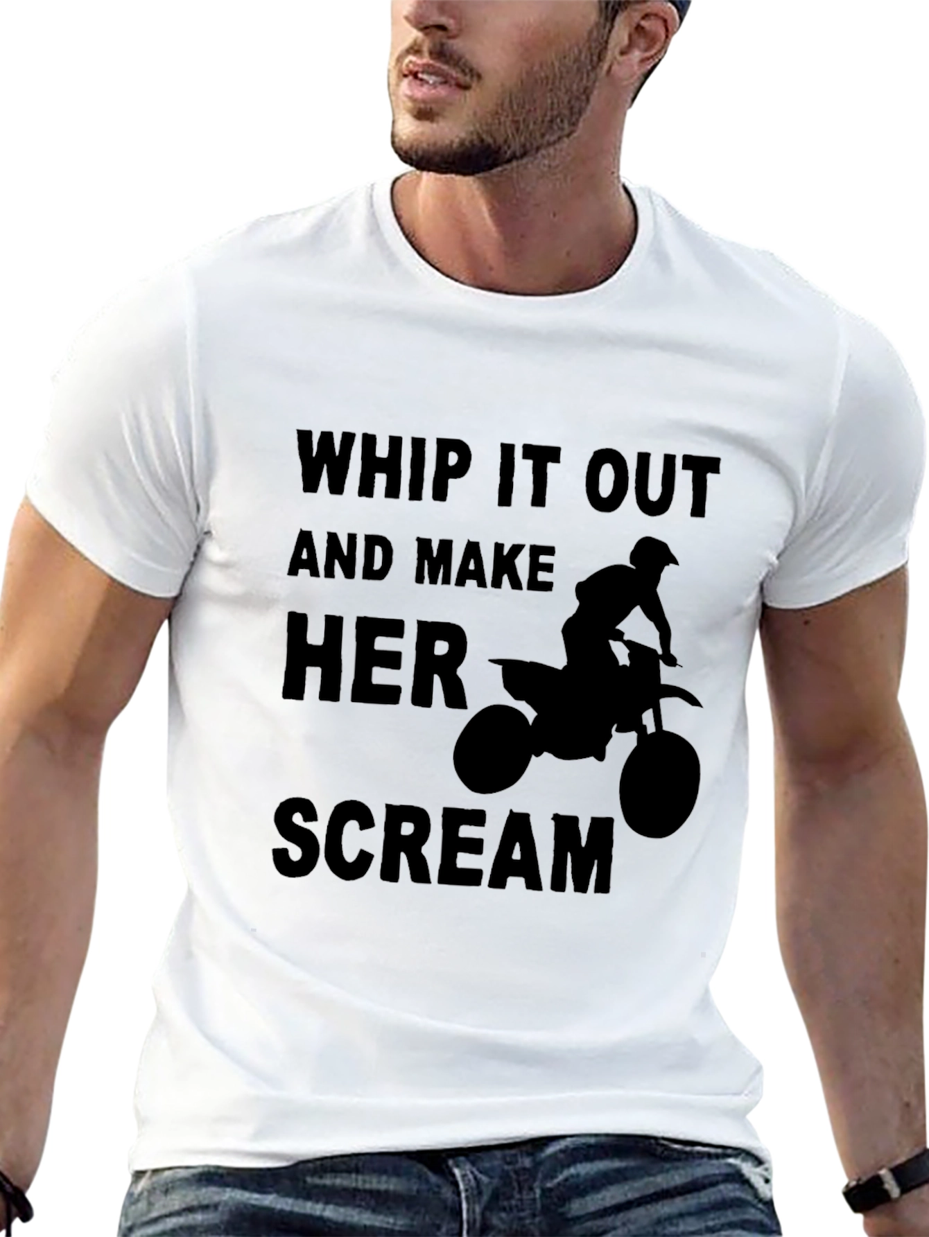 Black Whip It Out and Make Her Scream Black T-Shirt view 13