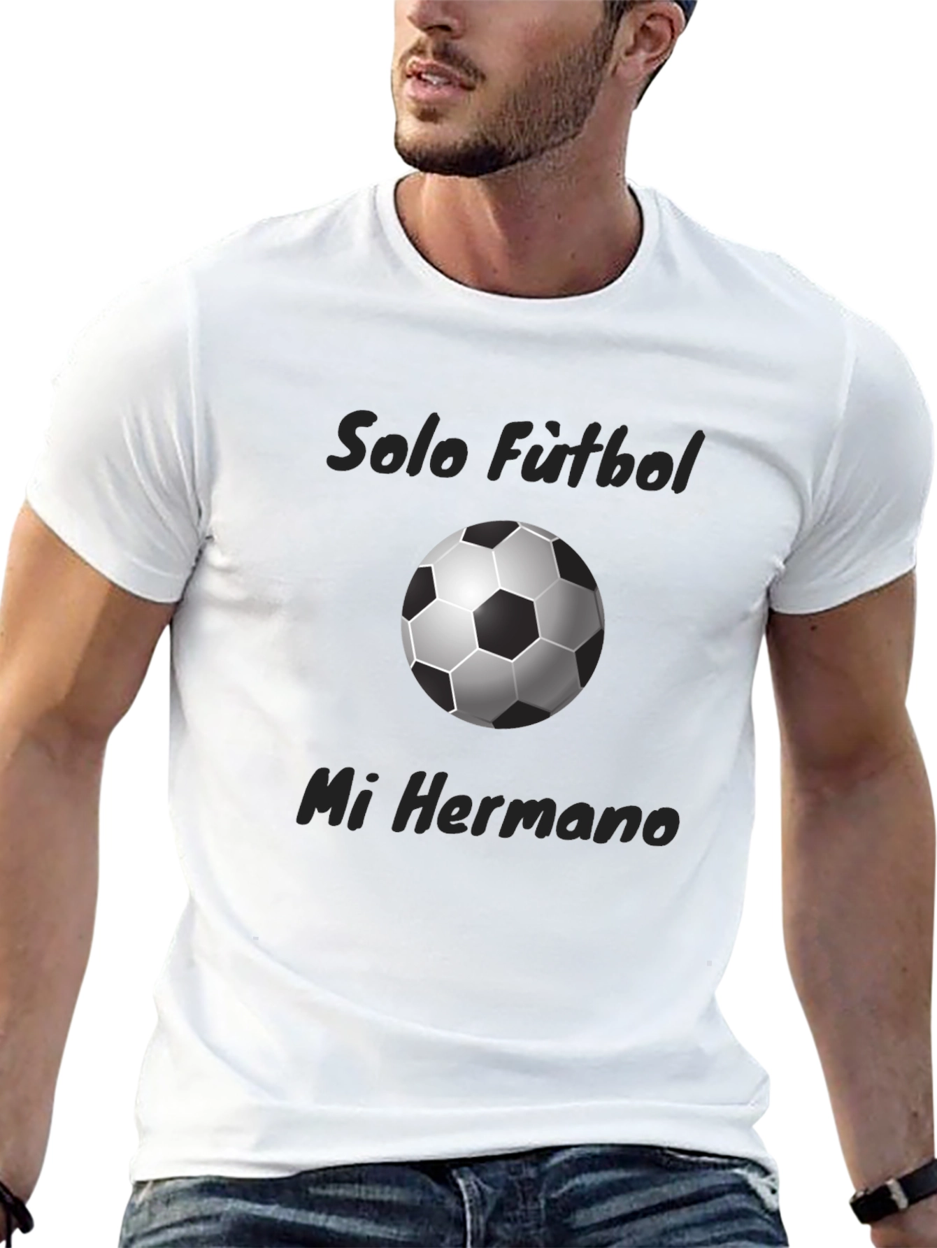 Black Soccer Fan T-Shirt - Solo Futbol Mi Hermano view 13