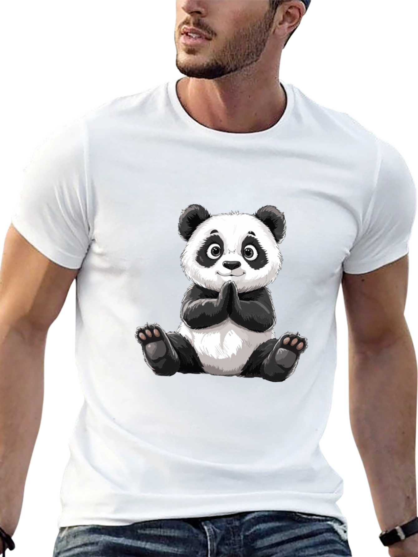 Black Cute Panda Graphic Tee - Soft Cotton Blend view 13