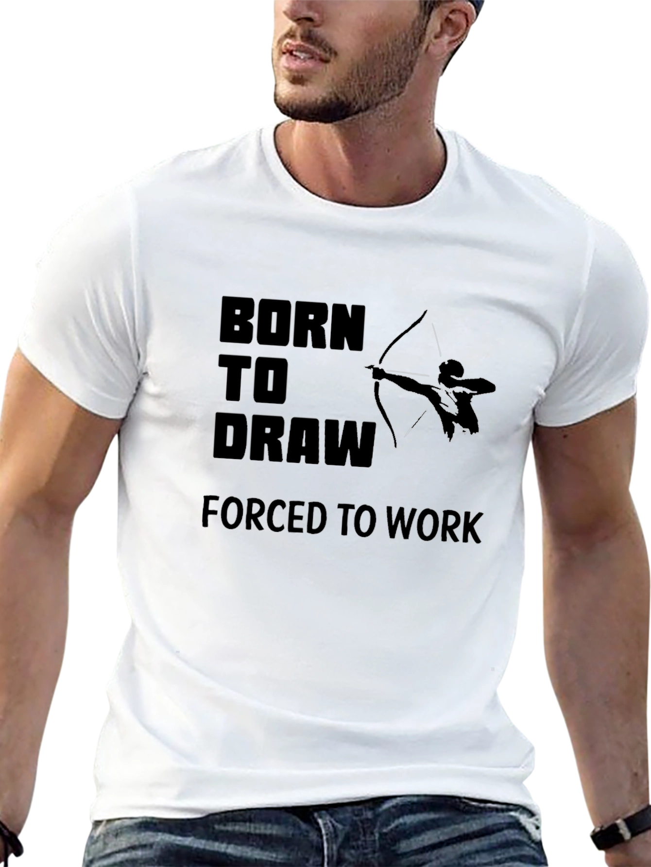 Black Born To Draw T-Shirt - Archer Design, Comfortable Fit view 13