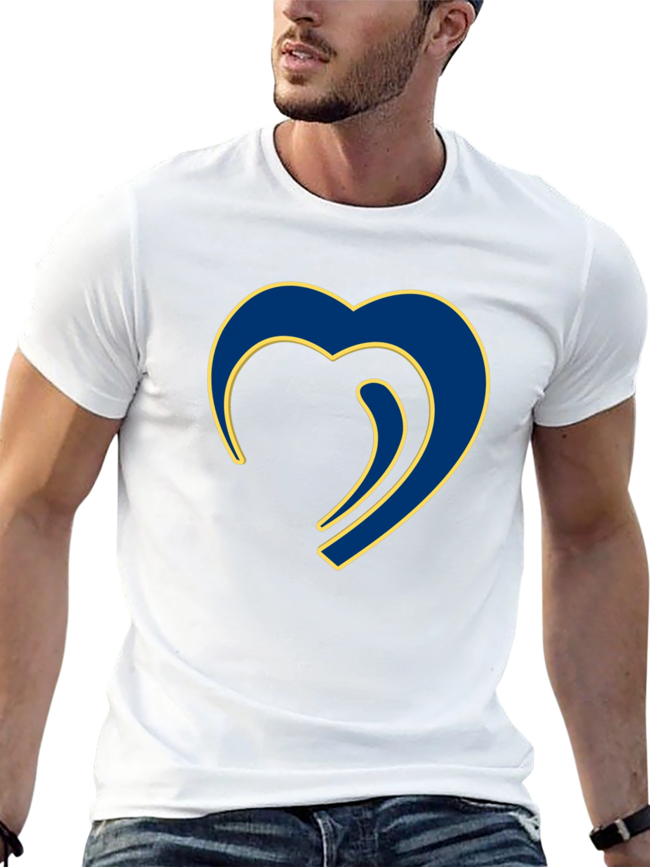 Black Stylish Blue Heart Graphic Black T-Shirt view 13