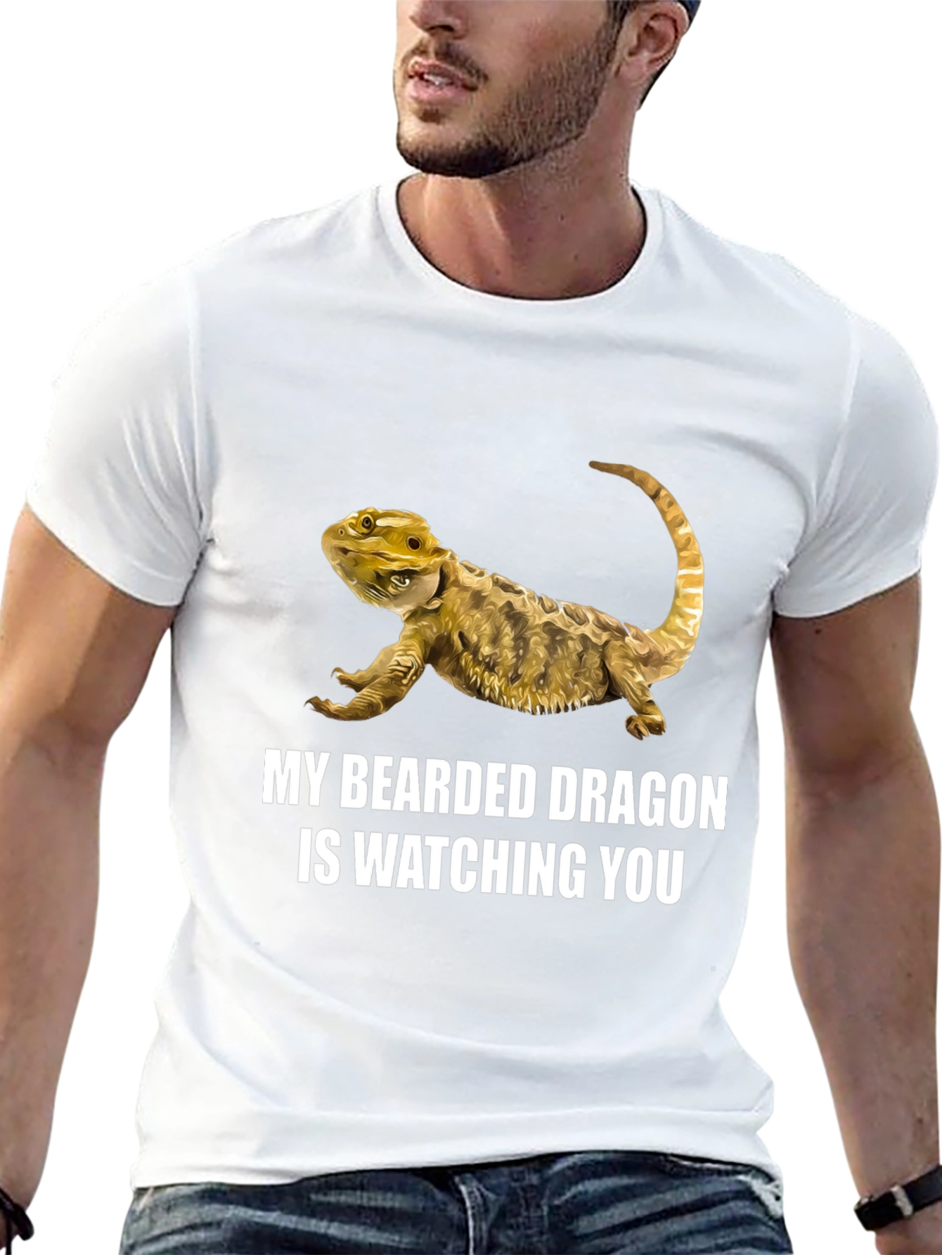 Black Bearded Dragon Watching You Graphic T-Shirt view 13