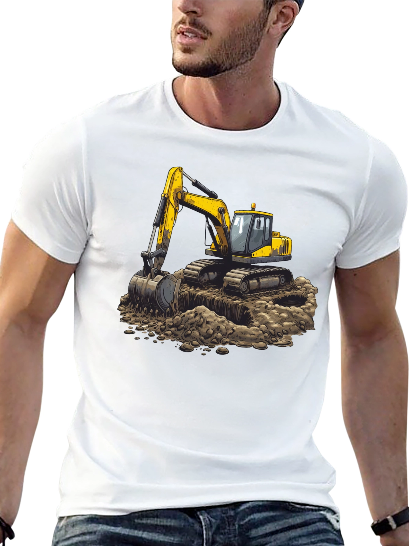 Black Excavator Graphic Tee - Construction Crew Shirt view 13