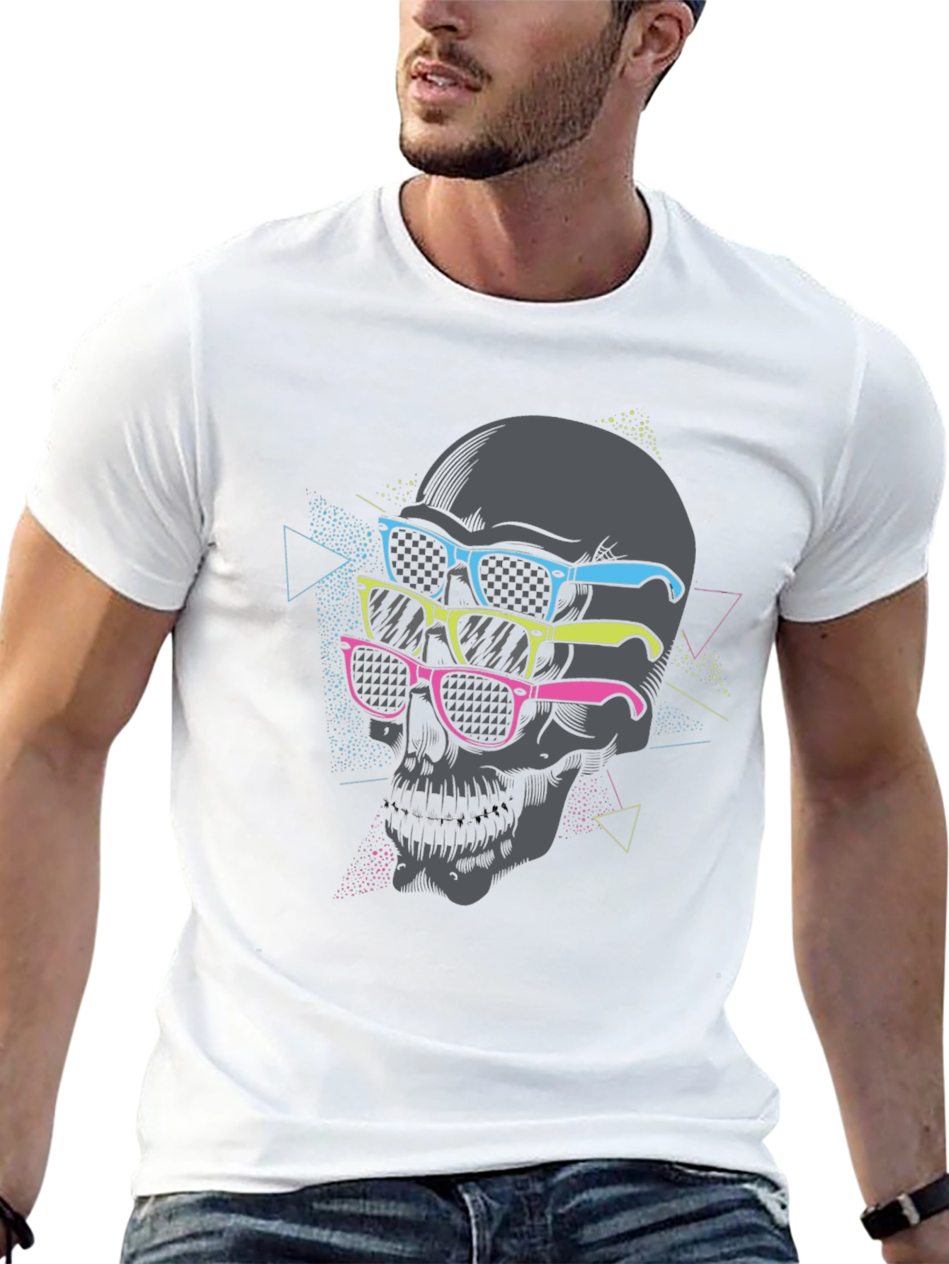 Black Skull with Sunglasses Graphic Tee view 13