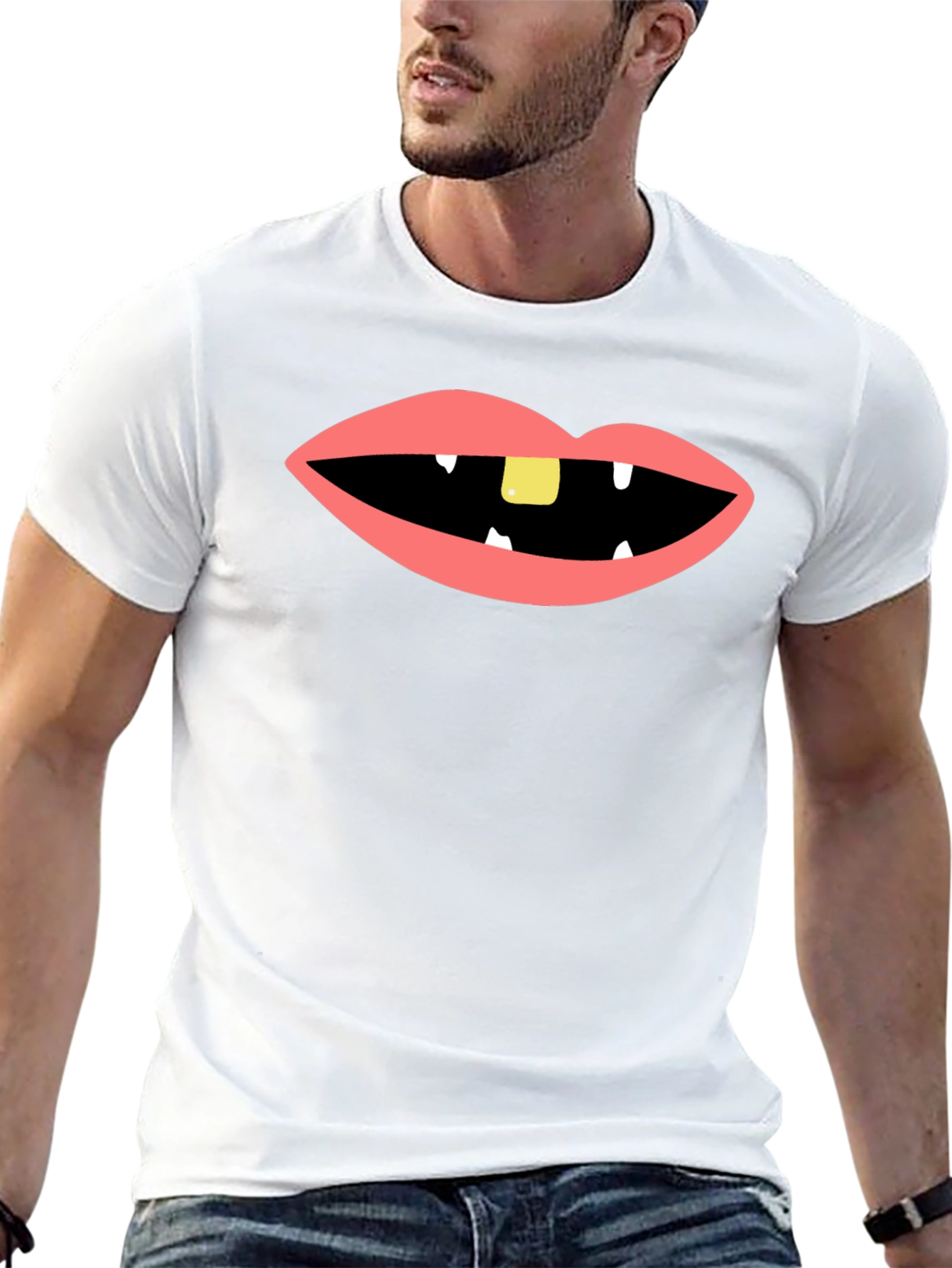 Black Funny Mouth Black T-Shirt view 13