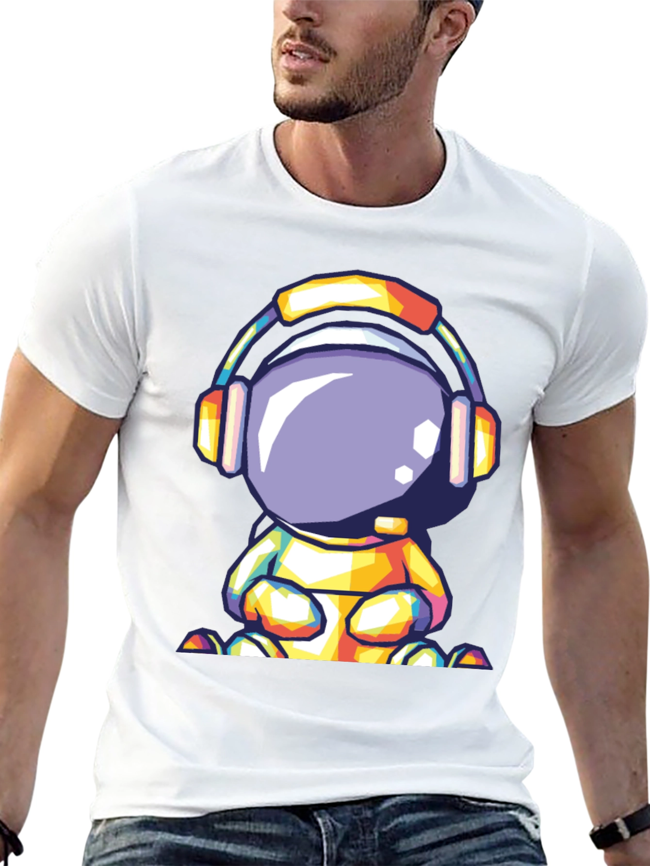 Black Astronaut Headphone Graphic Tee view 13
