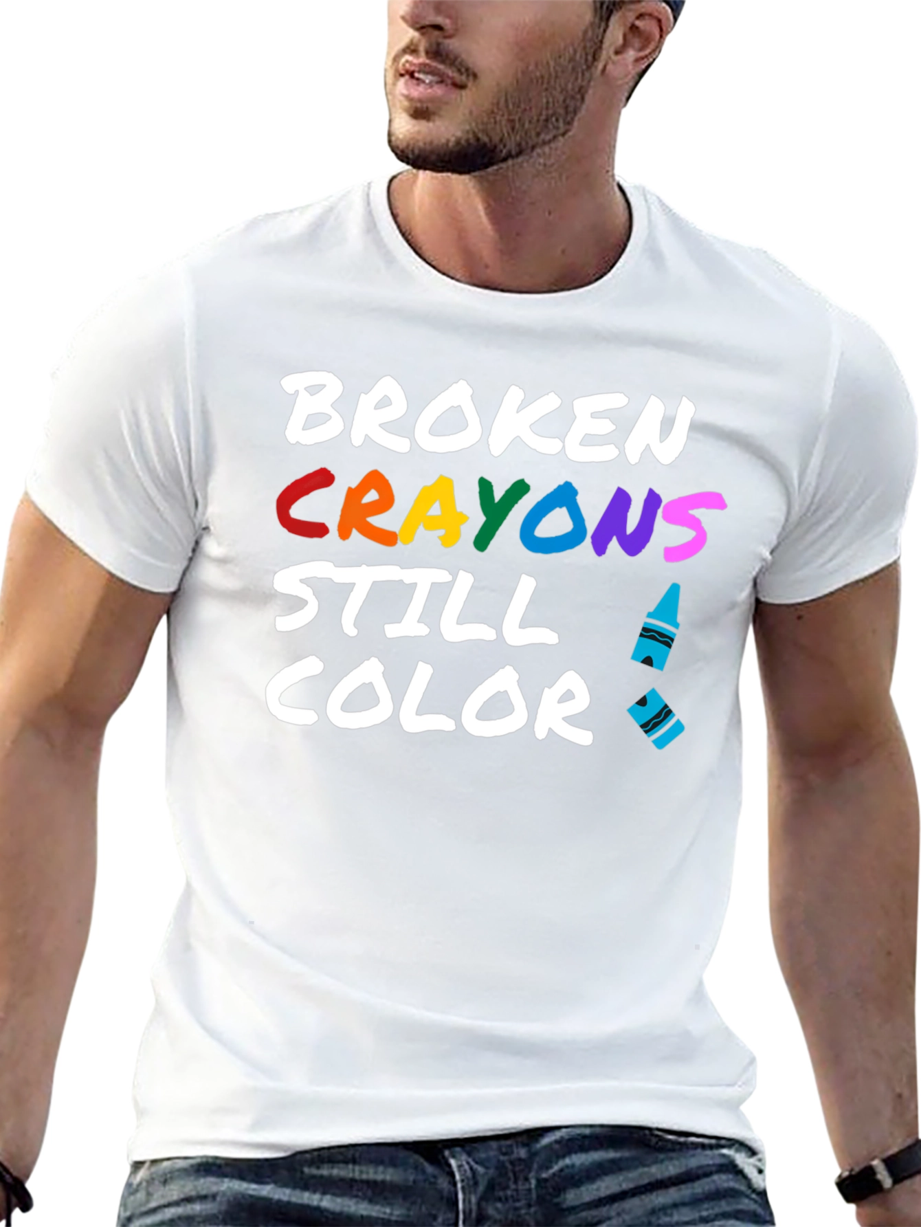 Black Broken Crayons Still Color T-Shirt view 13
