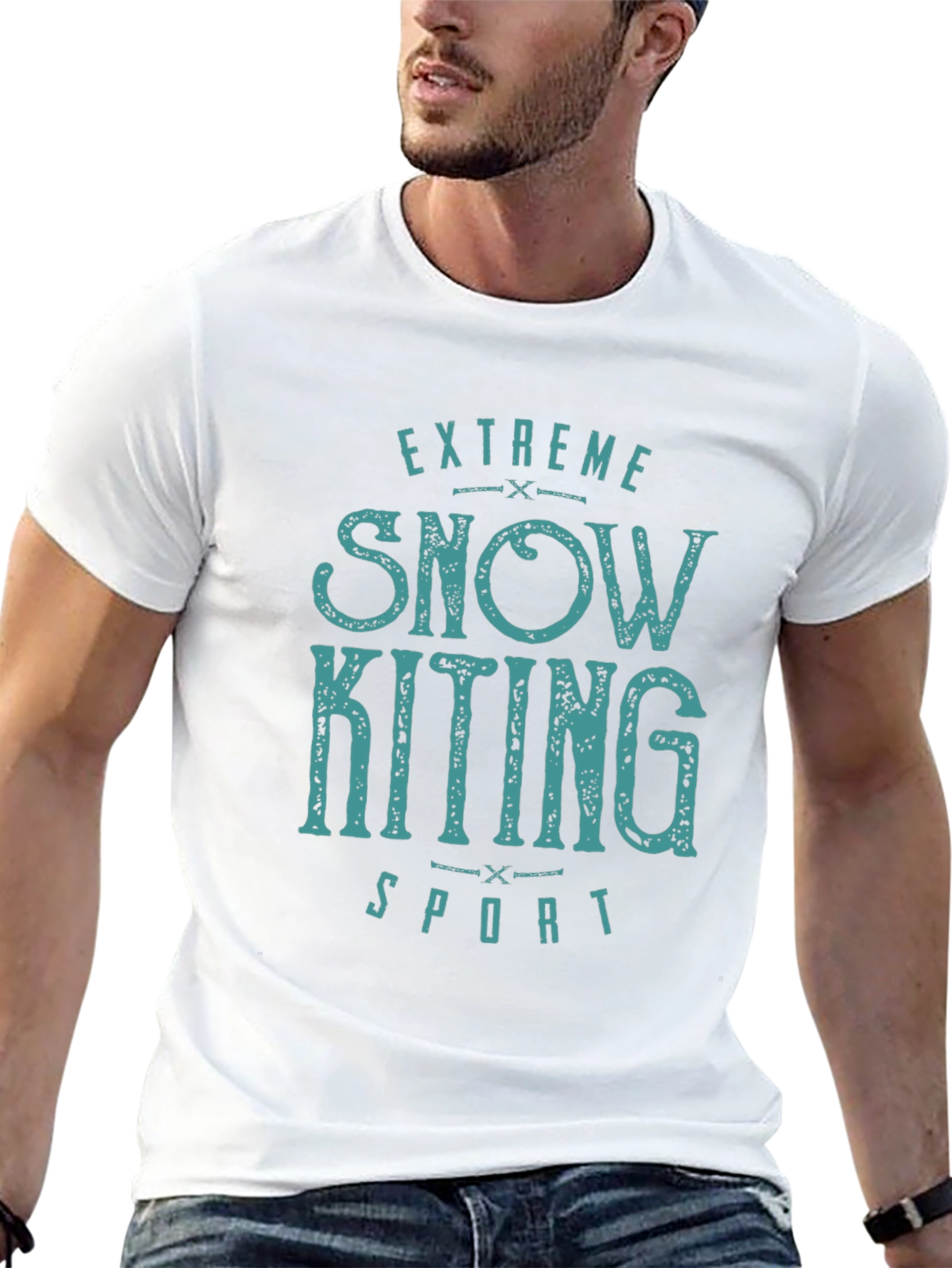 Black Extreme Snow Kiting Sport T-Shirt view 13