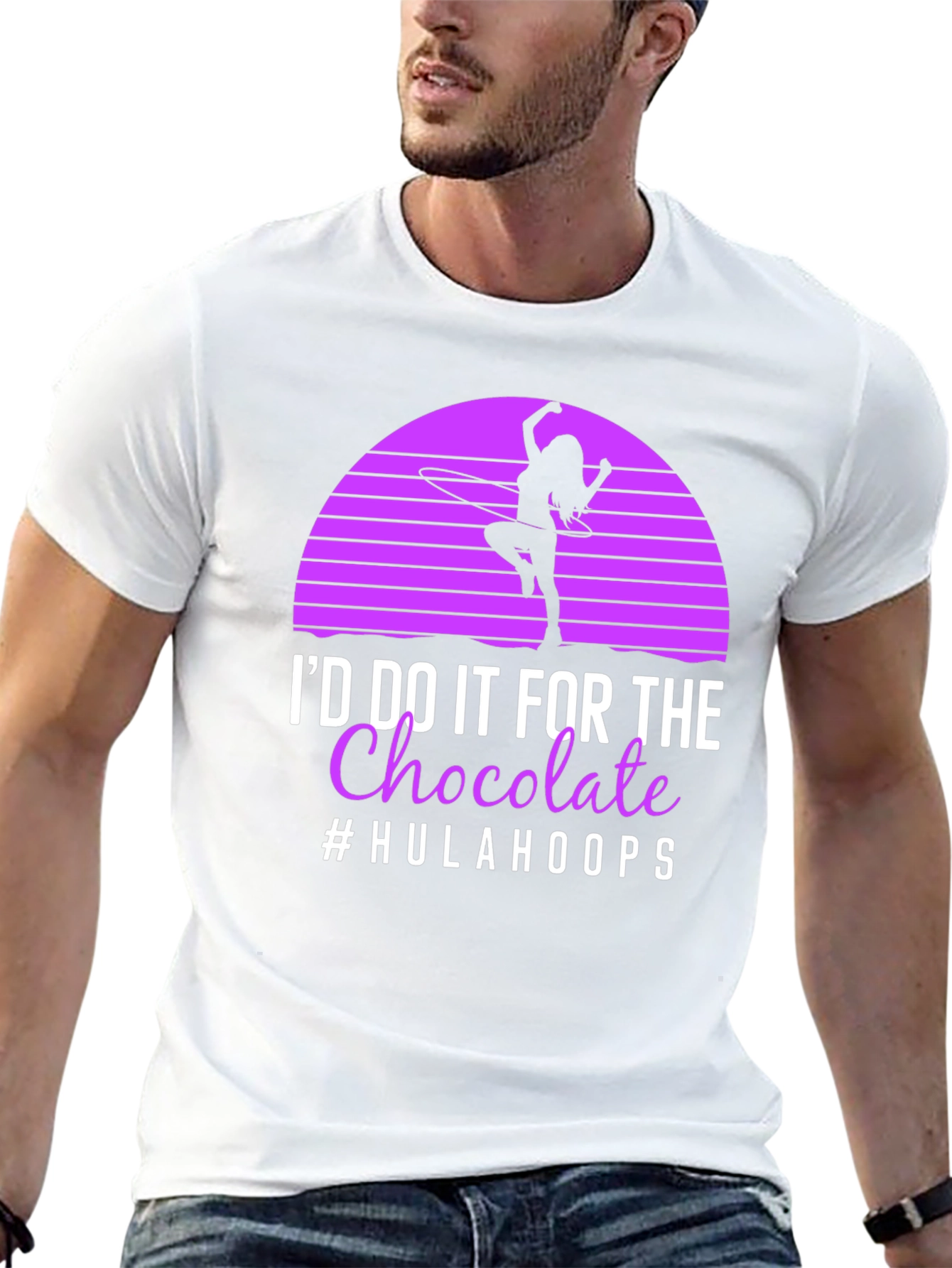 Black Hula Hoop Chocolate T-Shirt - Novelty Graphic Tee view 13