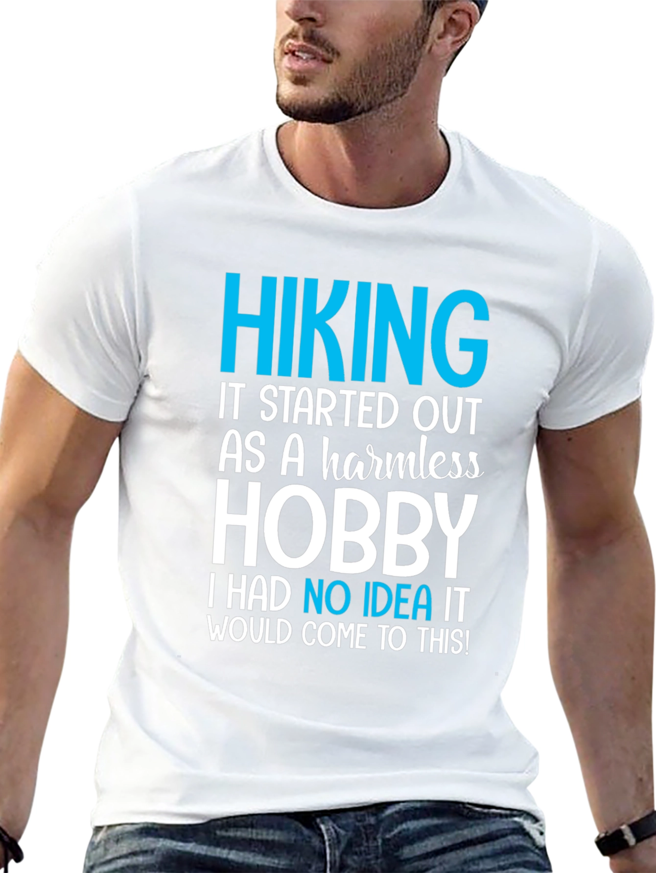 Black Hiking Hobby Graphic Tee - Black Casual T-Shirt view 13