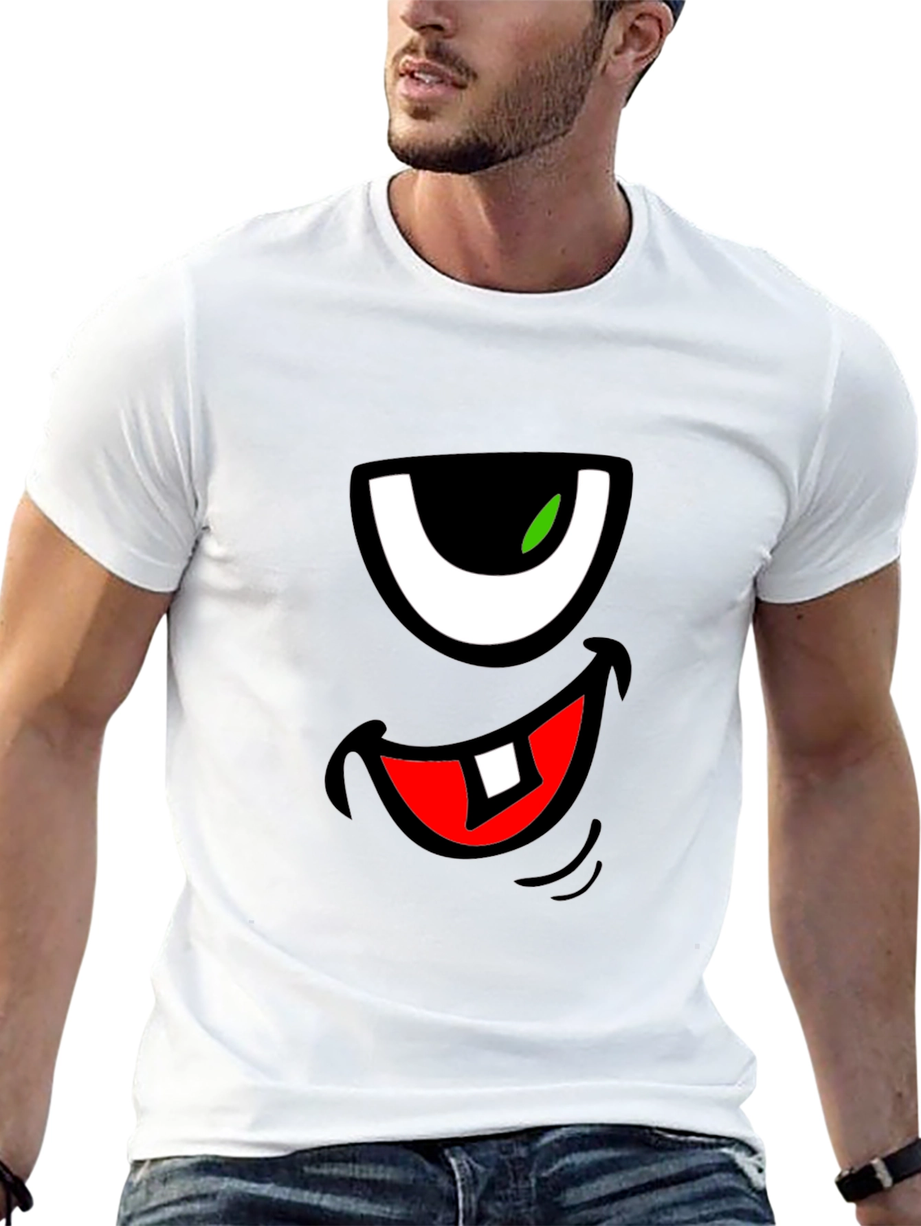Black Funny Monster Face Graphic T-Shirt view 13
