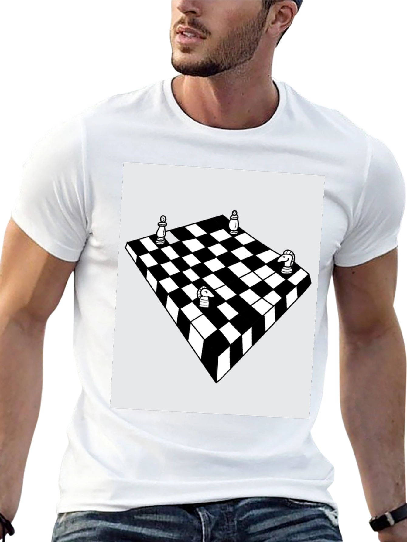 Black Chess Board Graphic Tee - Stylish Casual Wear view 13
