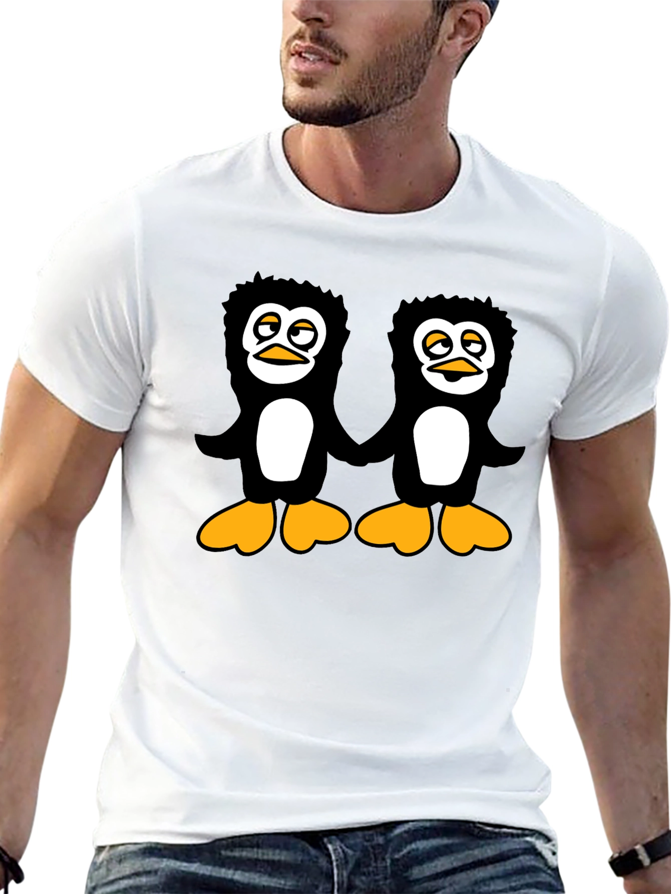 Black Penguin Pals Black T-Shirt - Fun Graphic Tee view 13