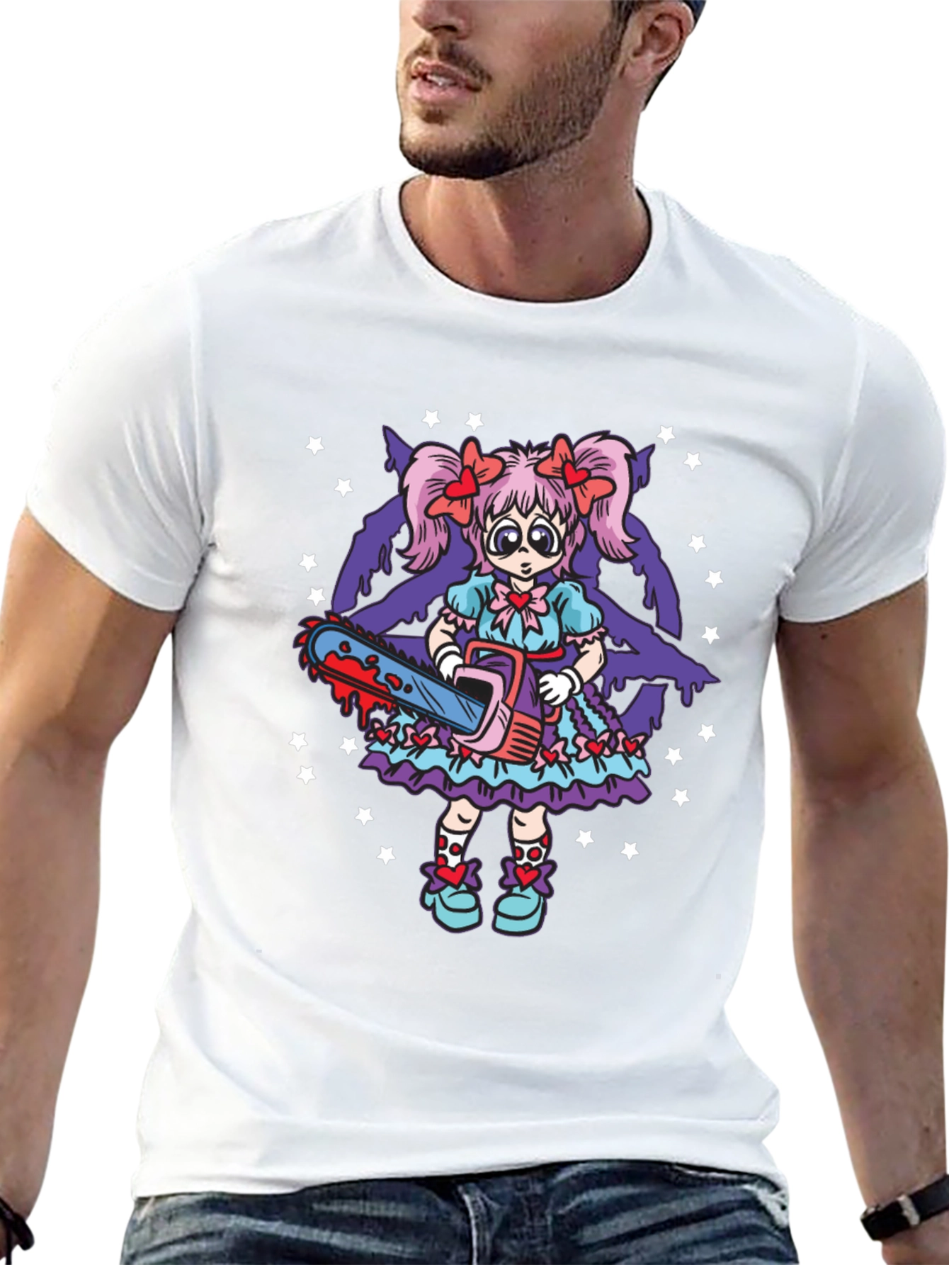 Black Creepy Cute Chainsaw Doll Graphic Tee view 13