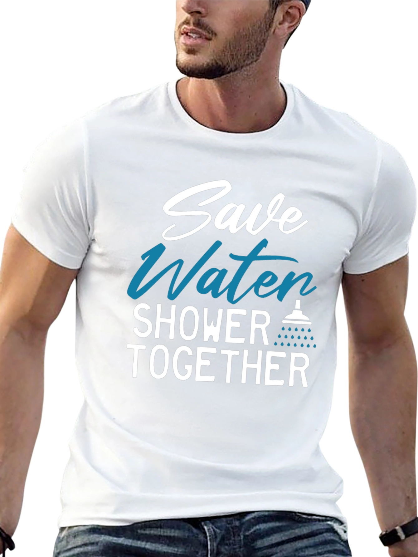Black Save Water Shower Together Graphic Tee view 13