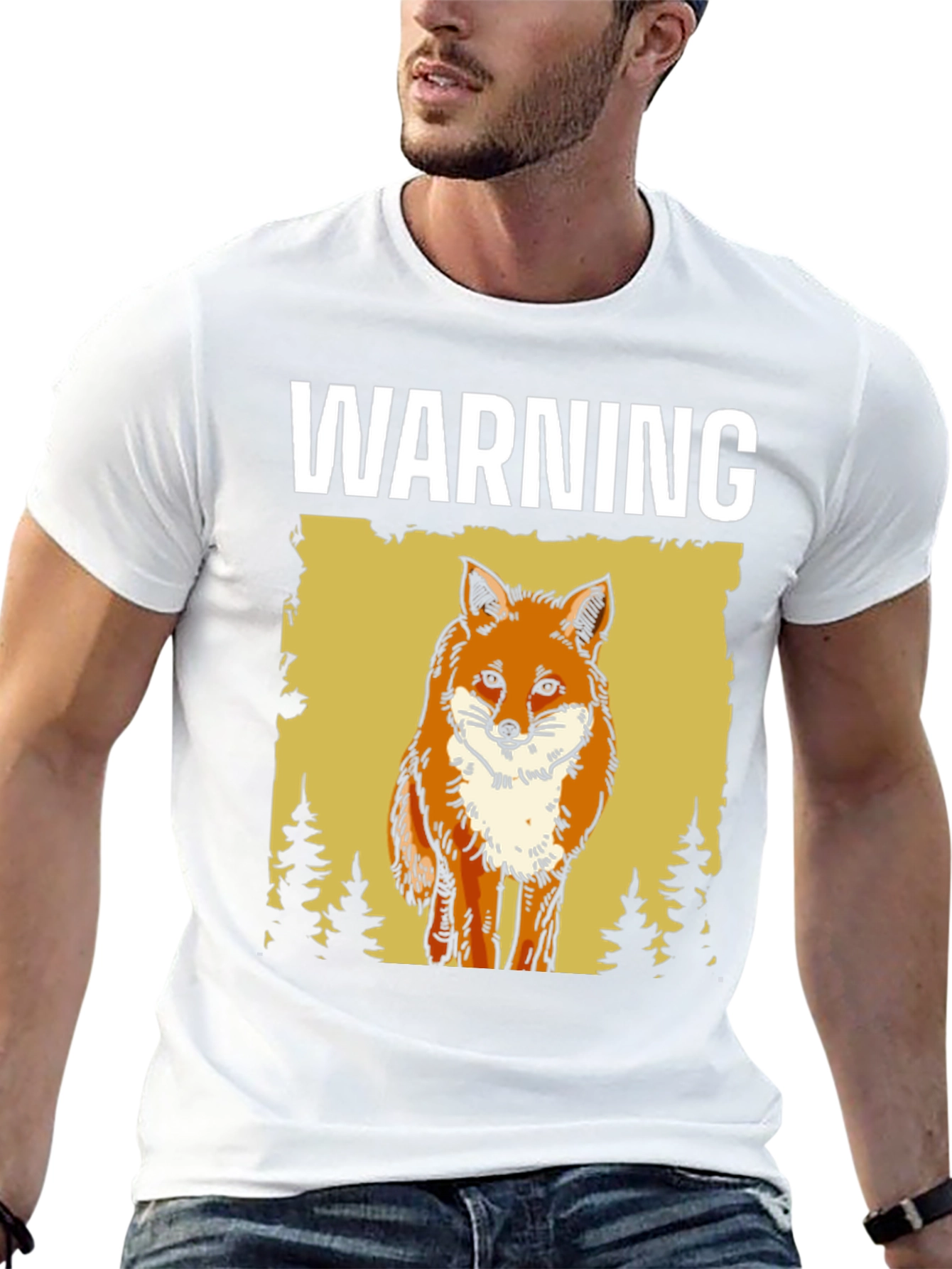 Black Warning Fox Graphic T-Shirt - Nature Lover Tee view 13