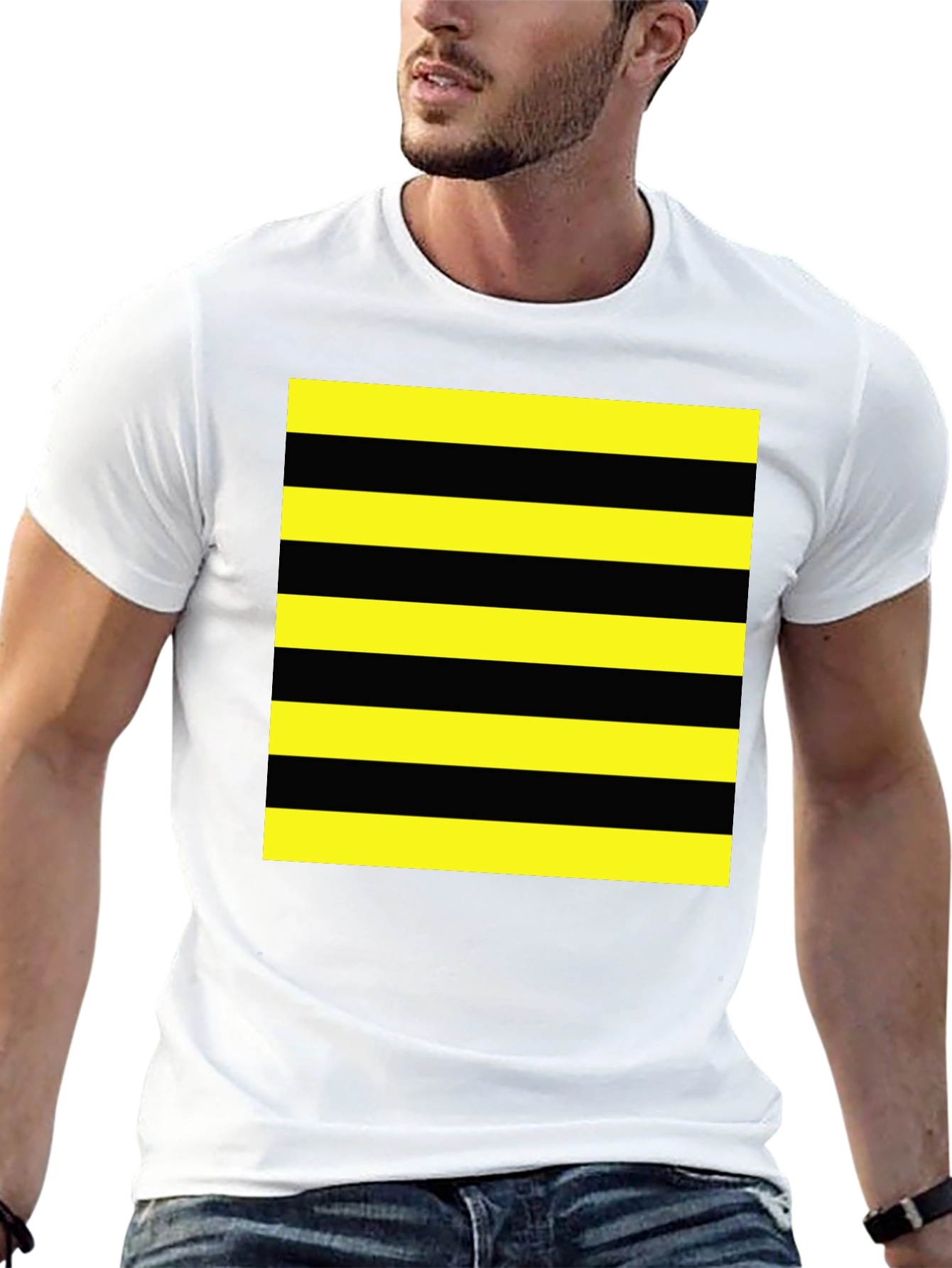 Black Striped Graphic Tee - Black and Yellow view 13
