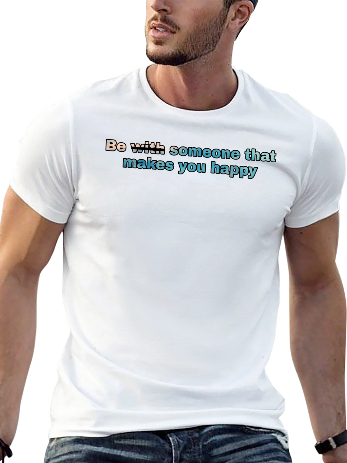 Black Be With Someone T-Shirt - Makes You Happy - Soft Cotton view 13