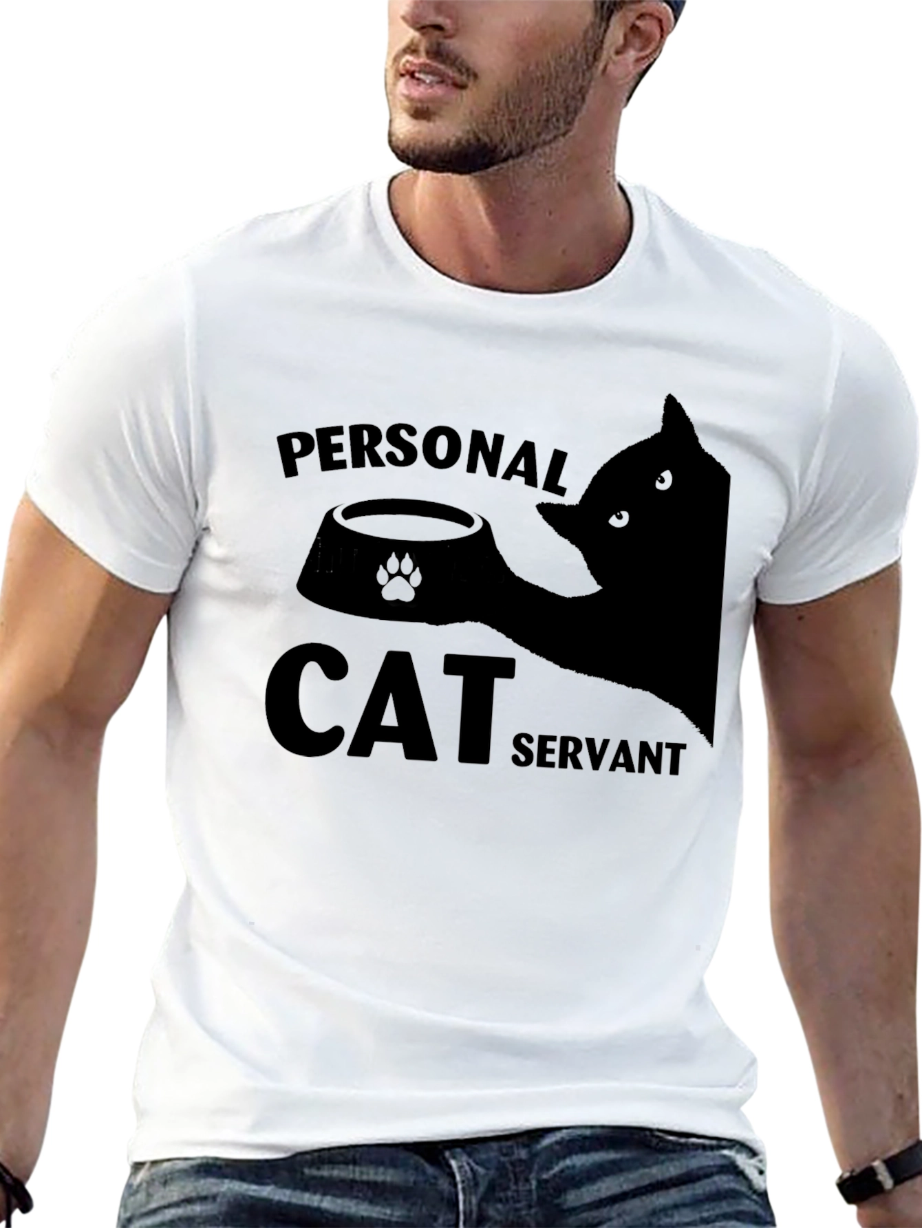 Black Personal Cat Servant Graphic Tee view 13