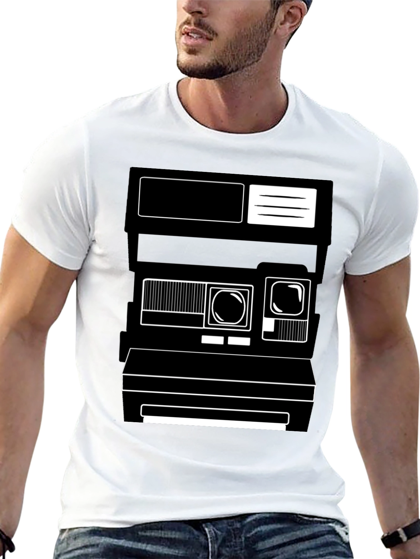 Black Retro Camera Graphic Tee - Unisex Black T-Shirt view 13