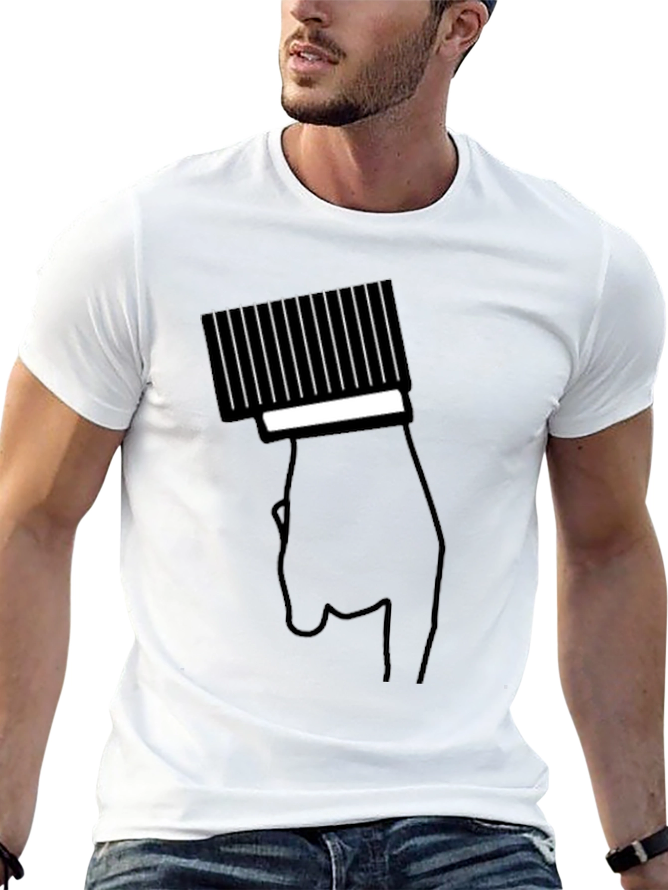 Modern Black T-Shirt with Hand & Barcode Graphic - 13