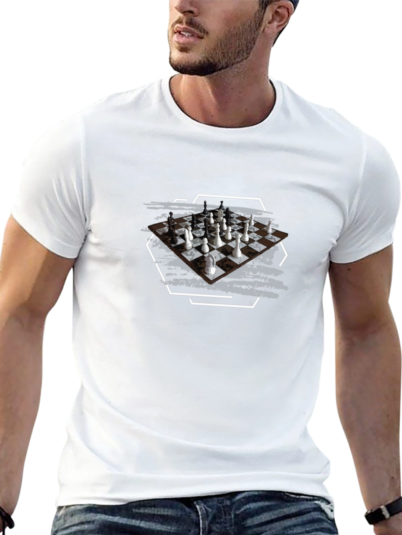 Black Chessboard Graphic Tee - Stylish Unisex Black T-Shirt view 13