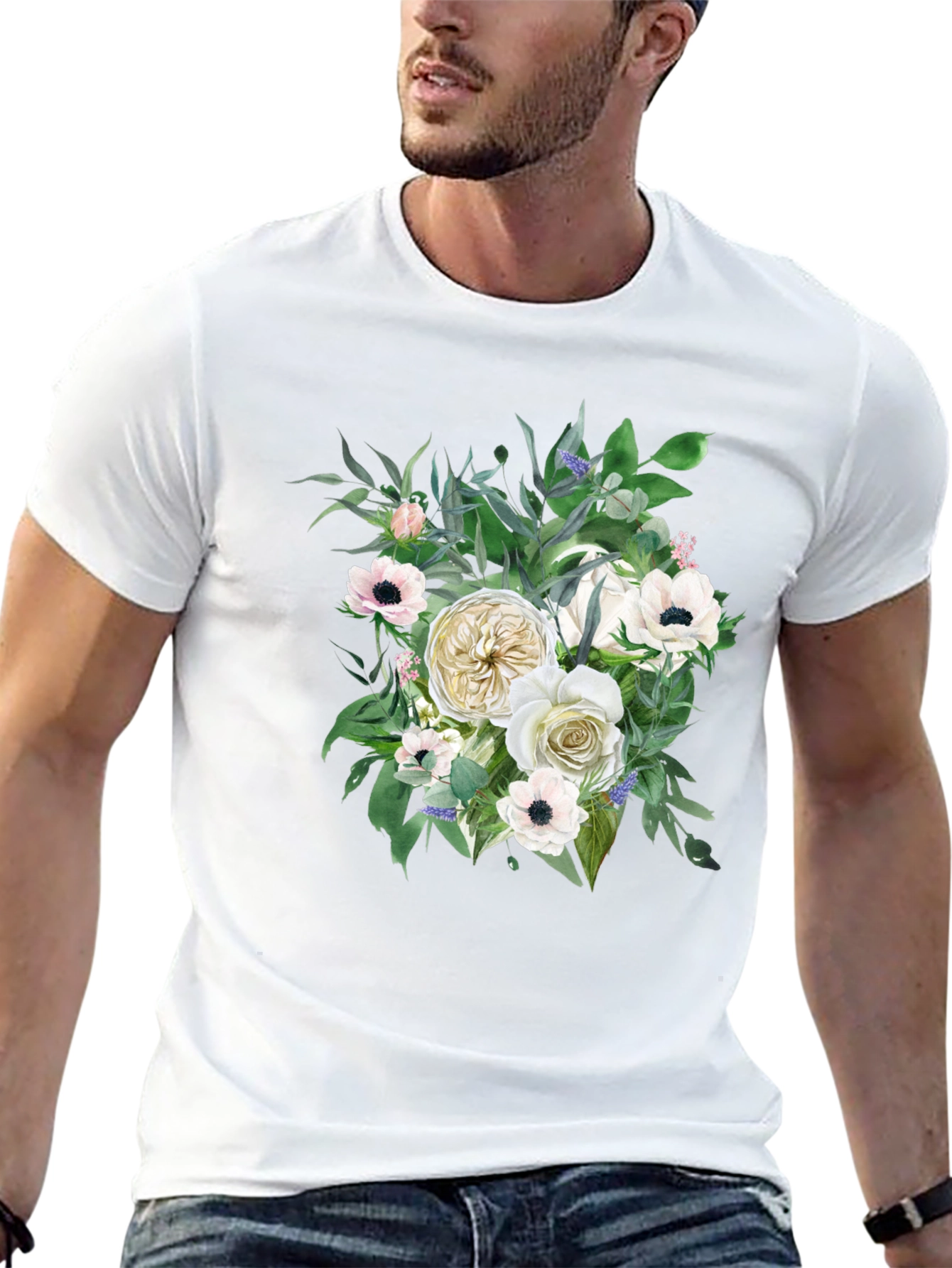 Floral T-Shirt - Elegant Flower Bouquet Design - 13