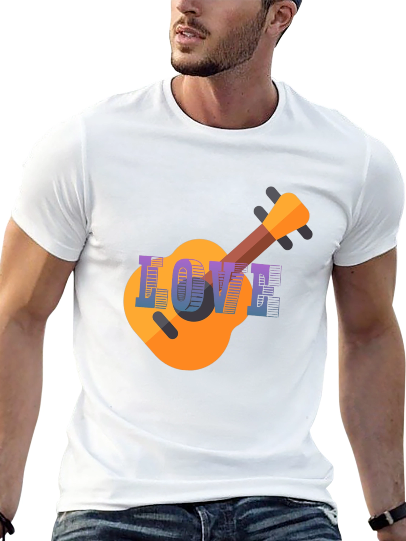 Black Love Guitar T-Shirt - Music Lover Tee view 13