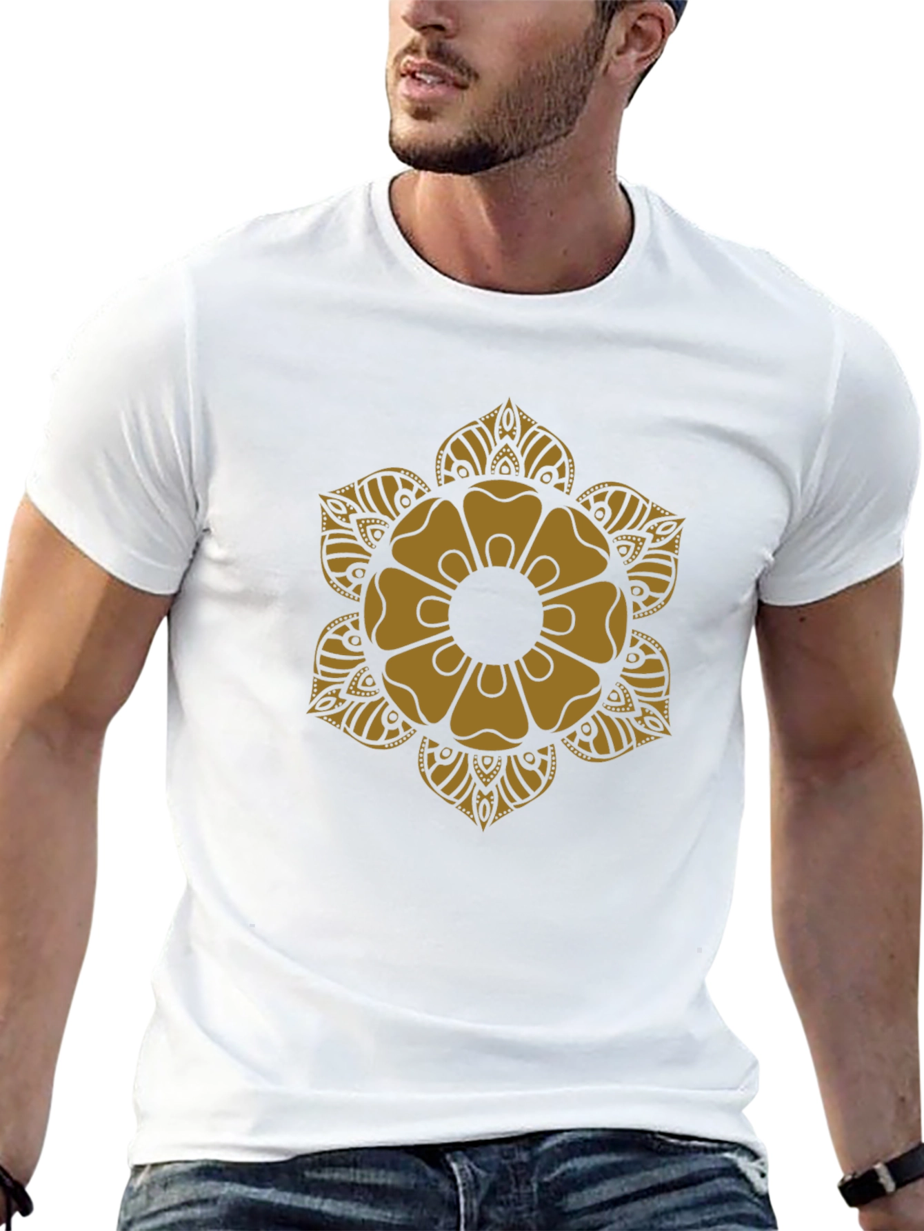 Black Geometric Mandala Graphic Print T-Shirt view 13