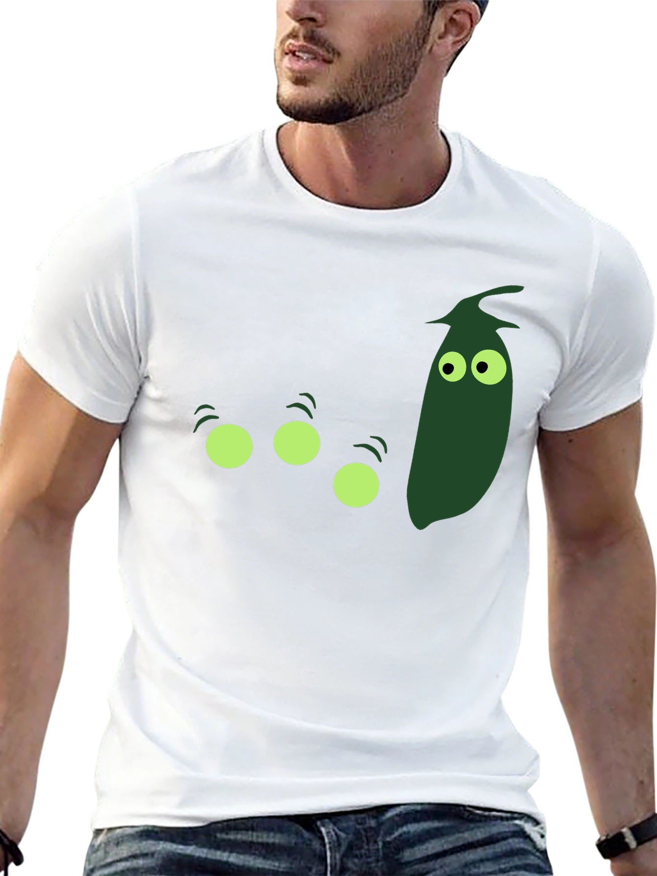 Black Funny Pea Pod T-Shirt - Men's Black Graphic Tee view 13