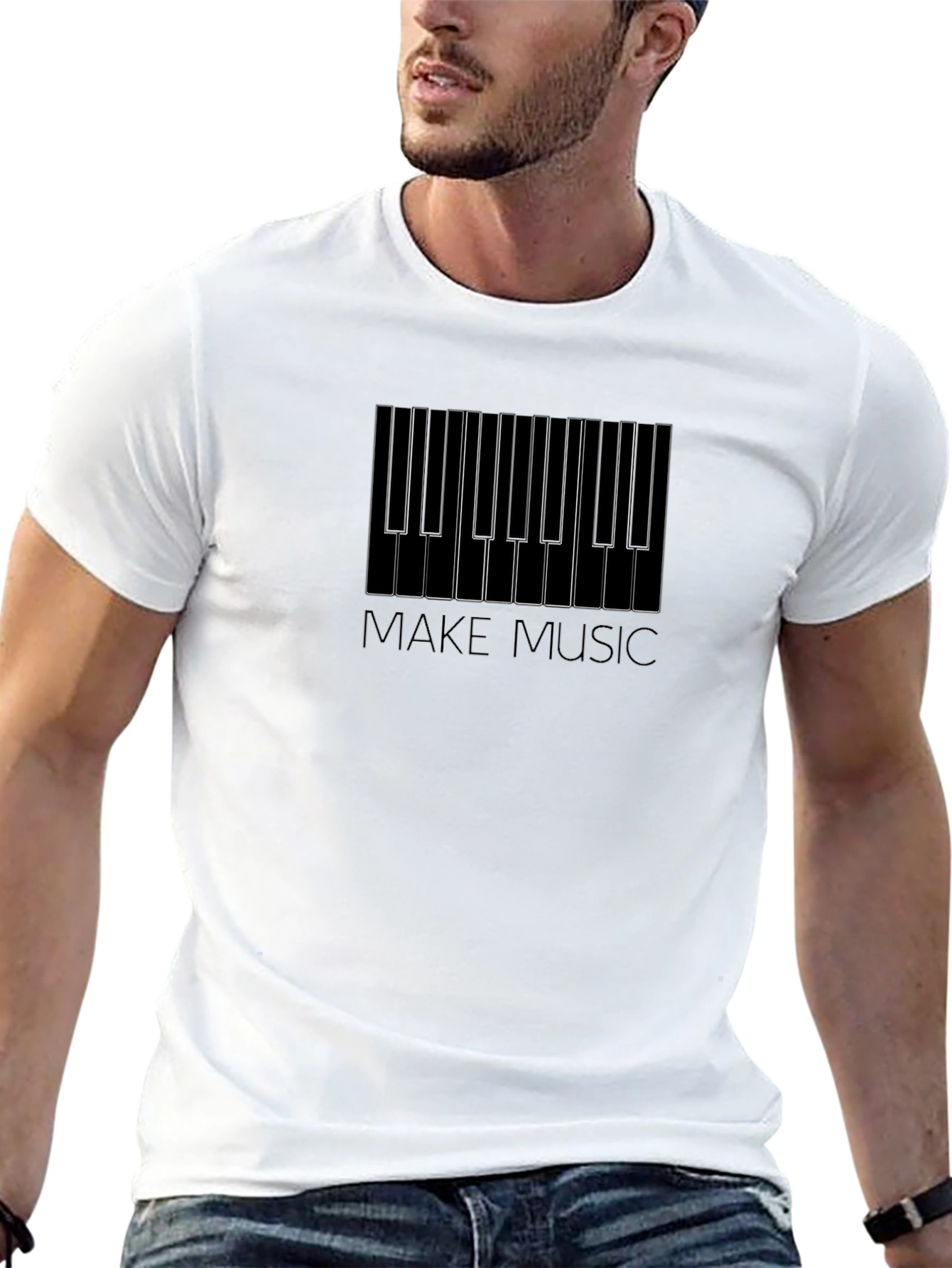 Black Make Music Piano Keys Graphic Tee view 13