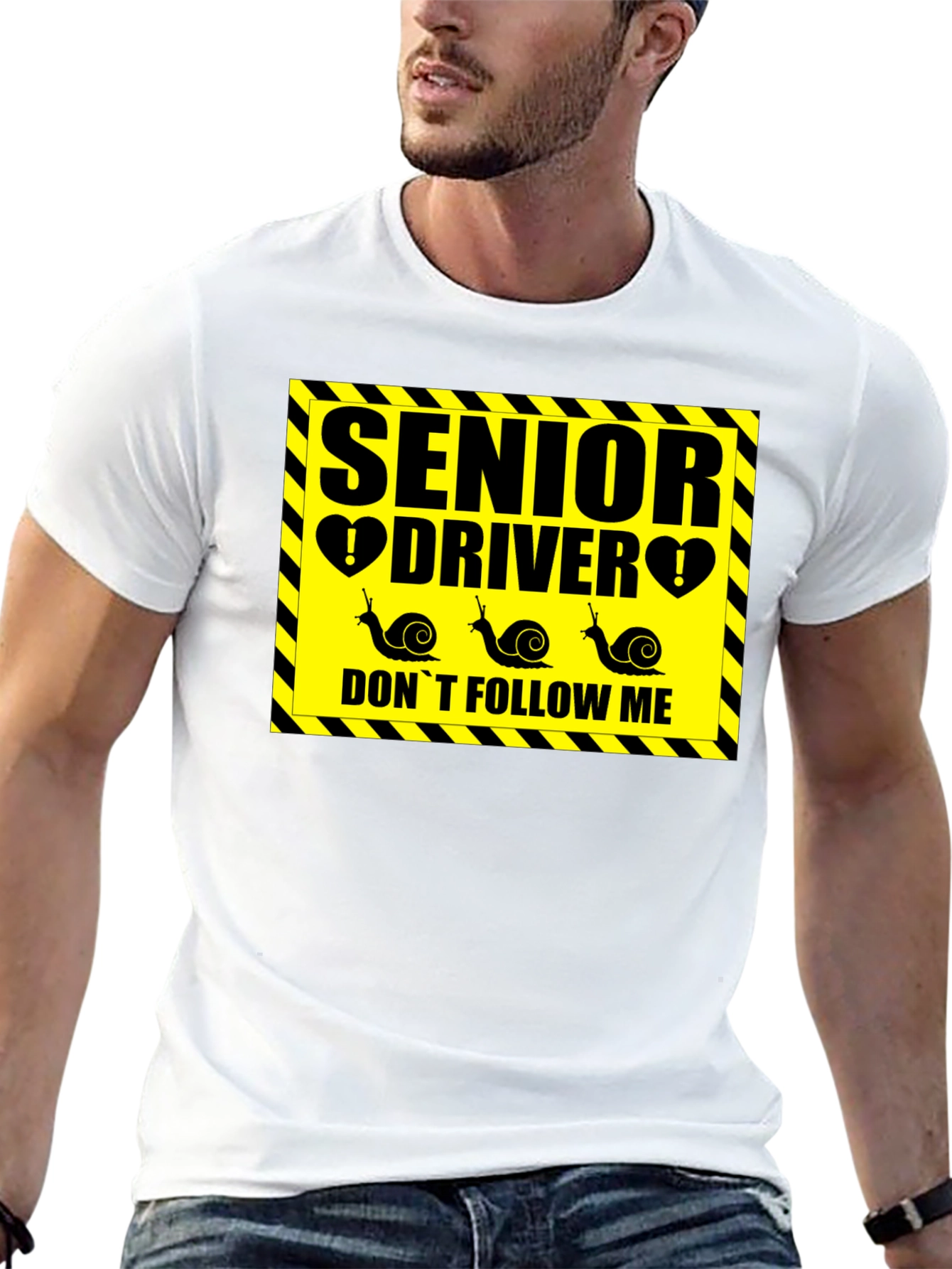 Black Senior Driver Funny Snail Graphic Novelty T-Shirt view 13