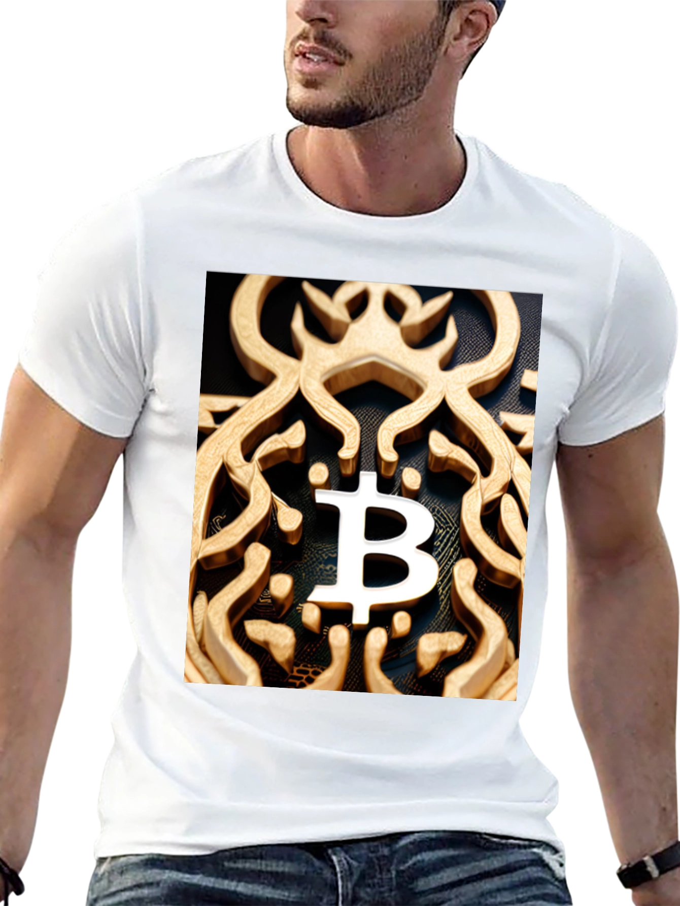 Black Bitcoin Ornate Tee - Crypto Fashion view 13